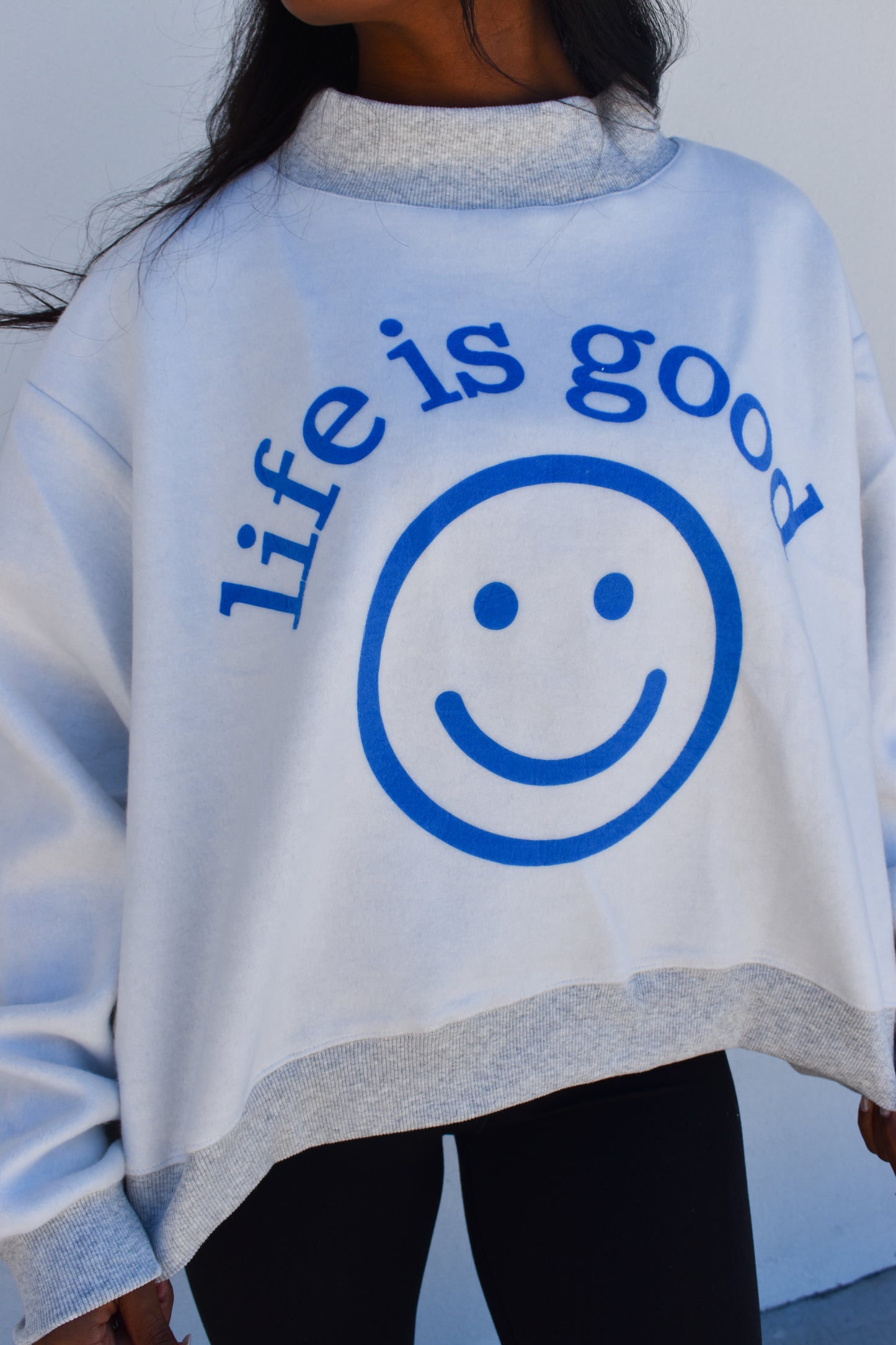 Fun Graphic Reversible Crop Mockneck
