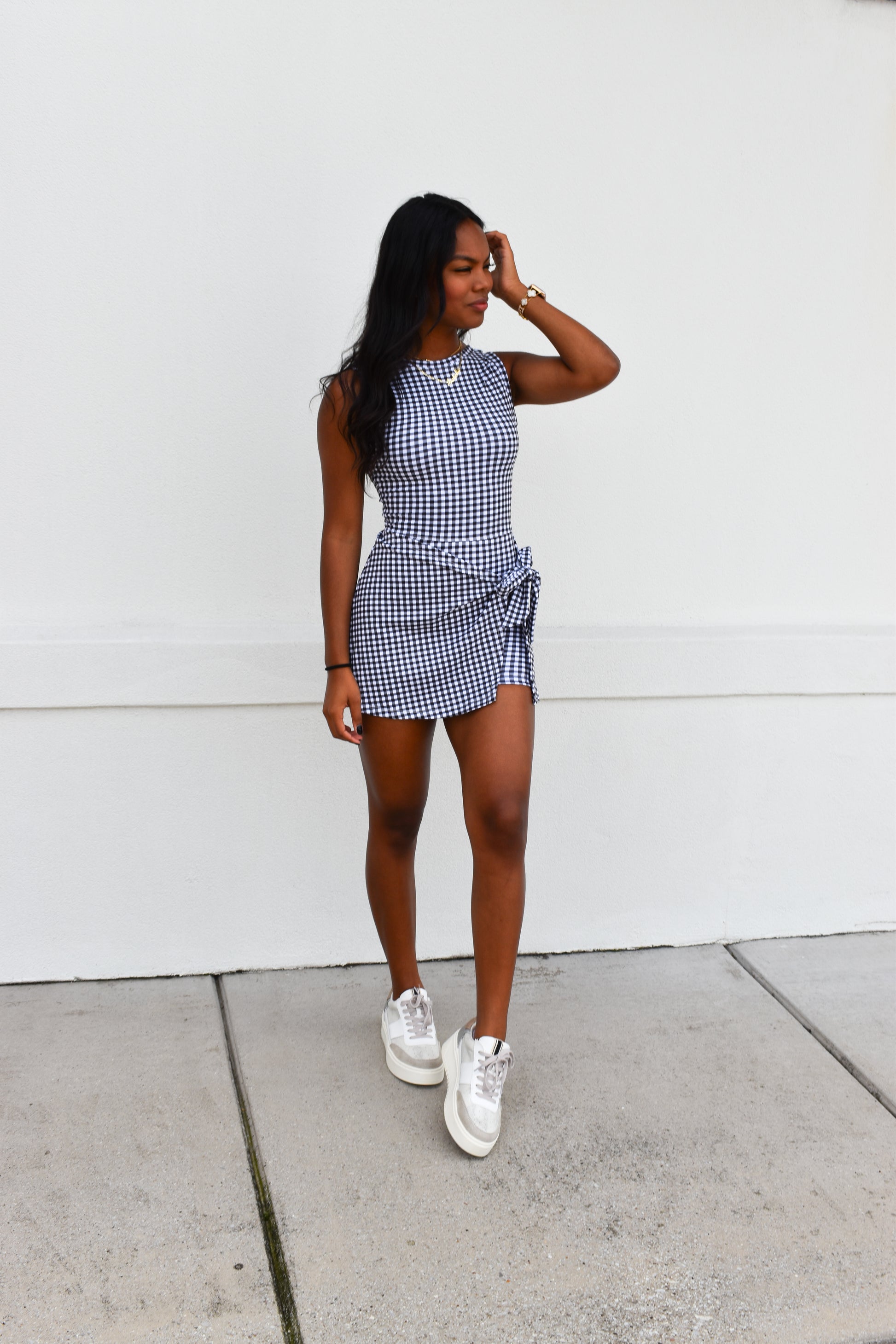Gingham Athletic Wrap Tie Dress: Black – Simply Grace Boutique