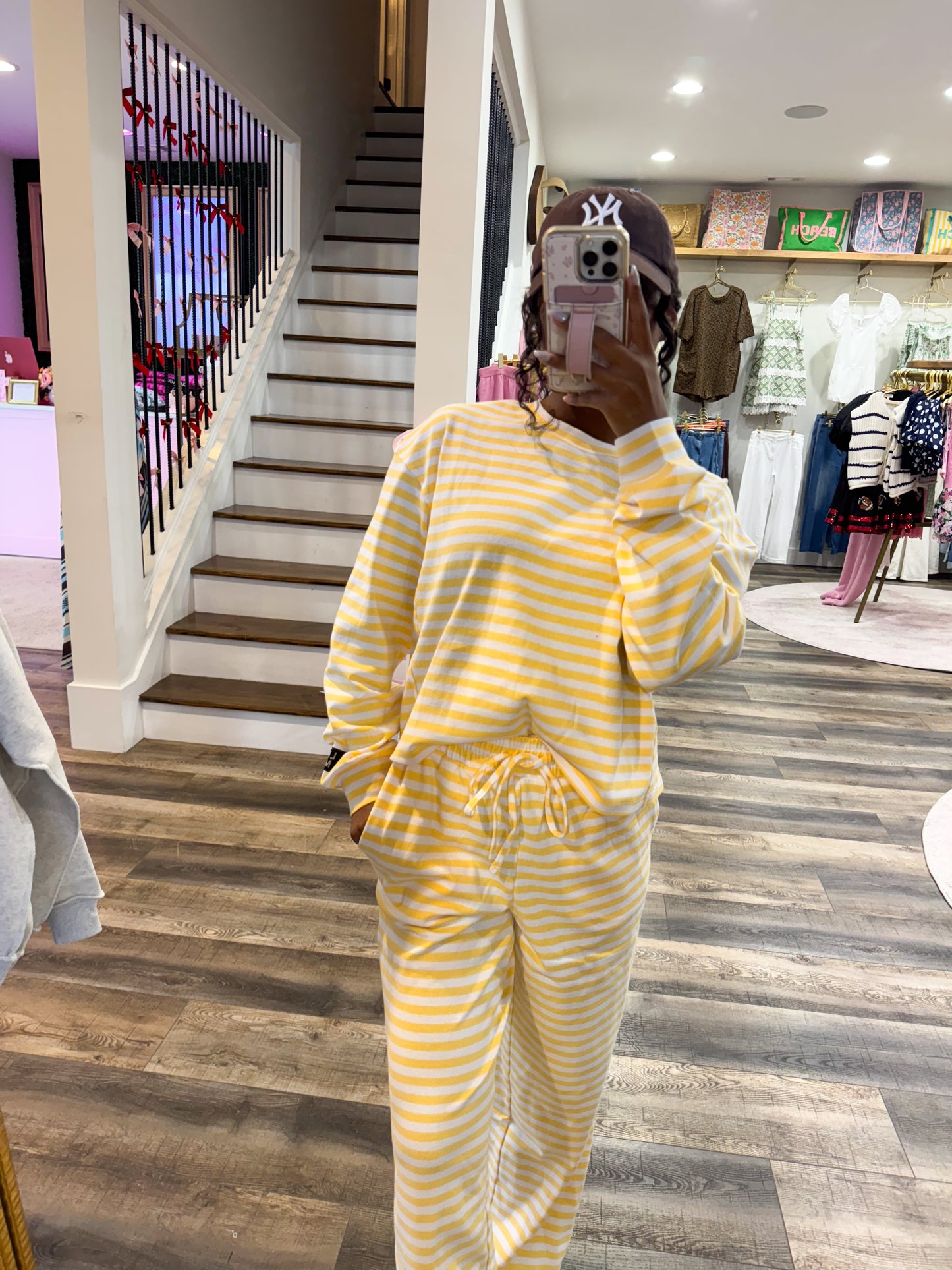 Lulu Mac Stripe Lounge Top: Yellow