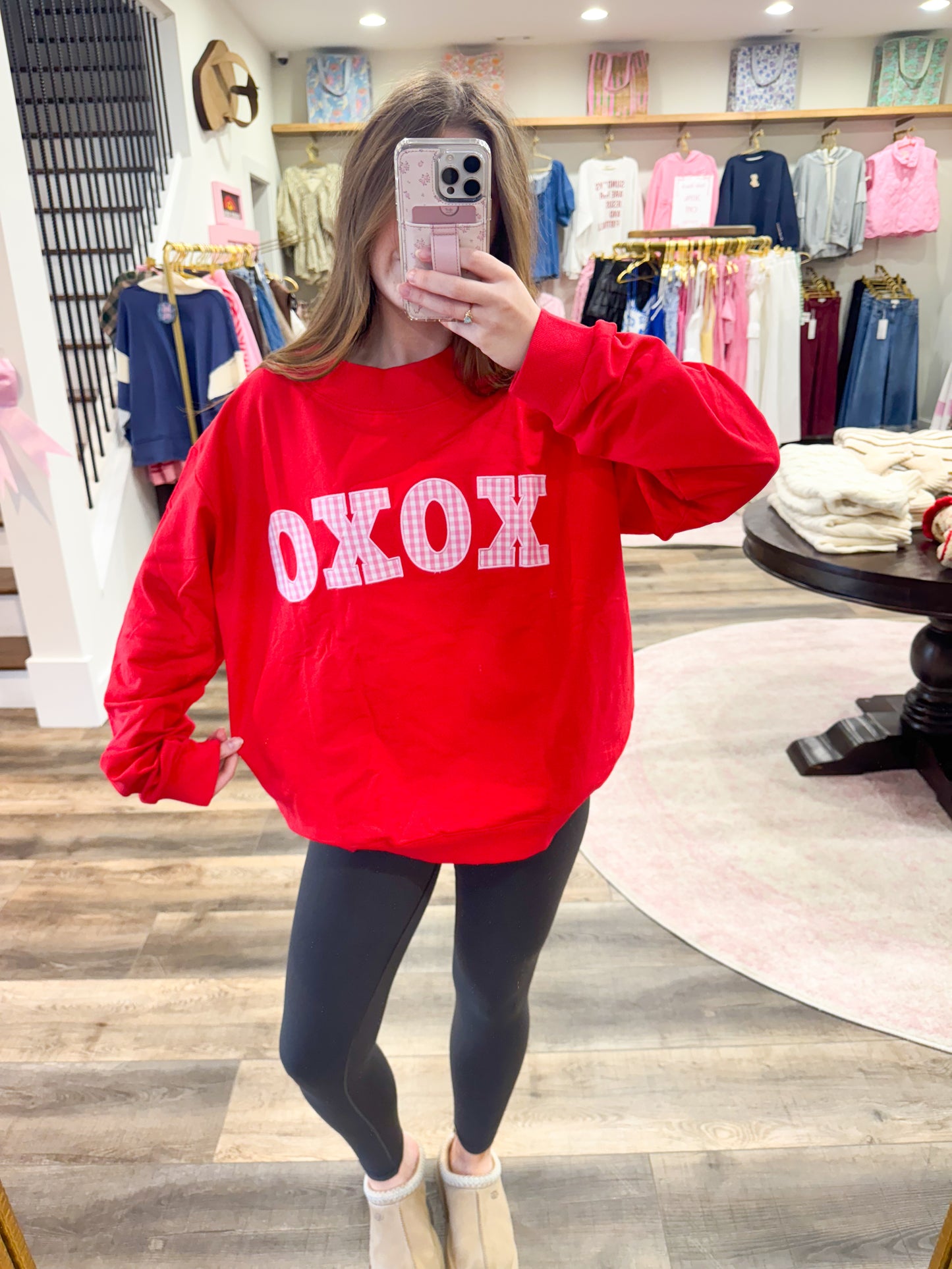 XOXO Gingham Mockneck