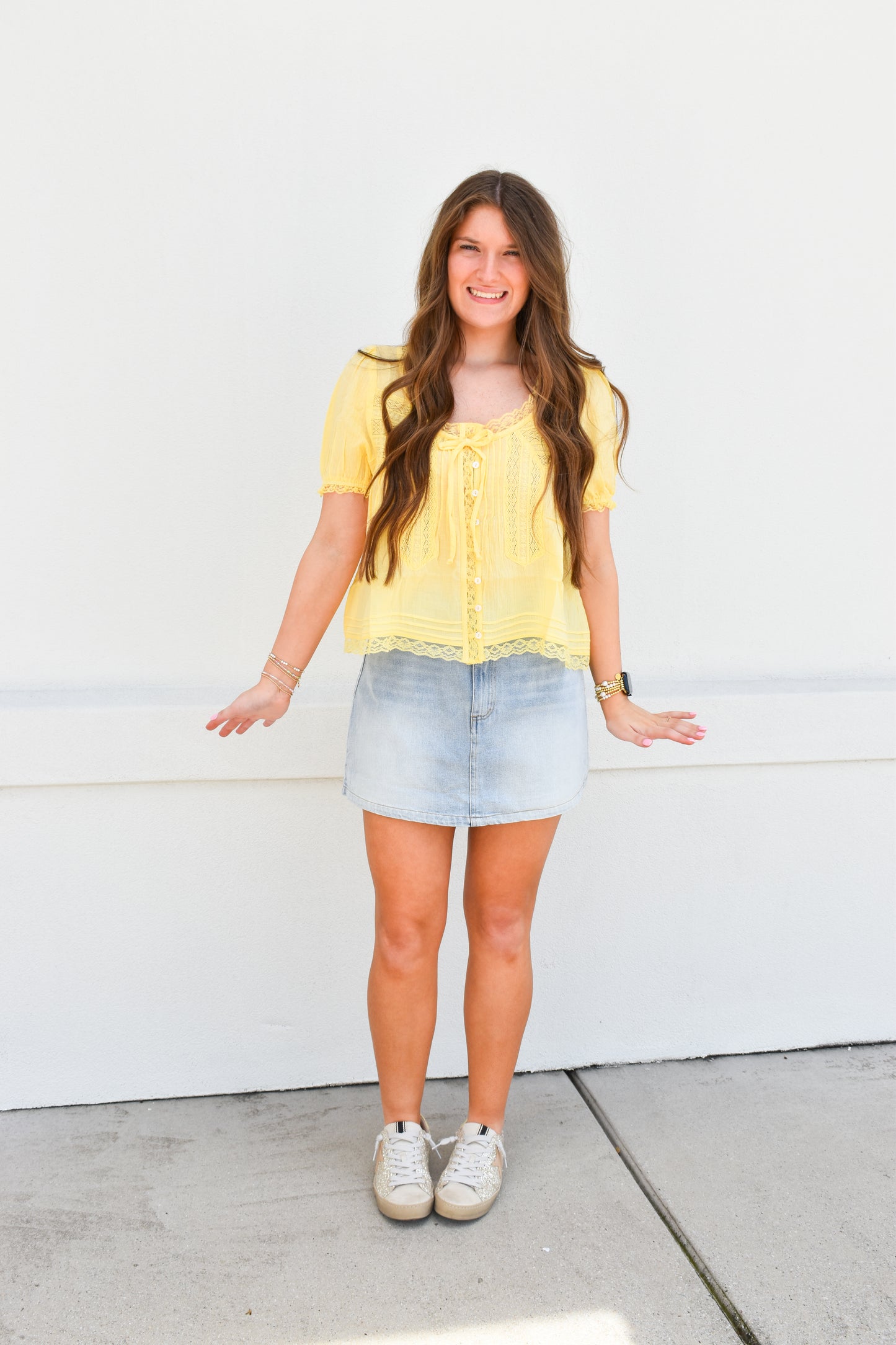 Faded Wash High Rise A-Line Skirt