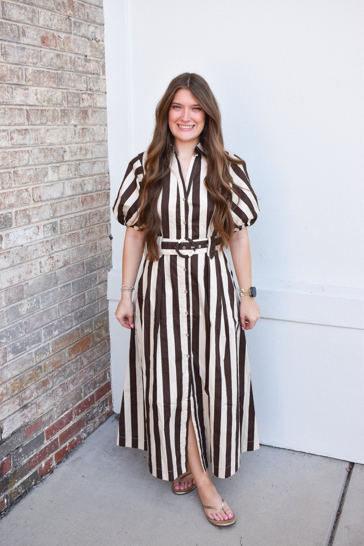 Cora Belted Stripe Maxi Dress