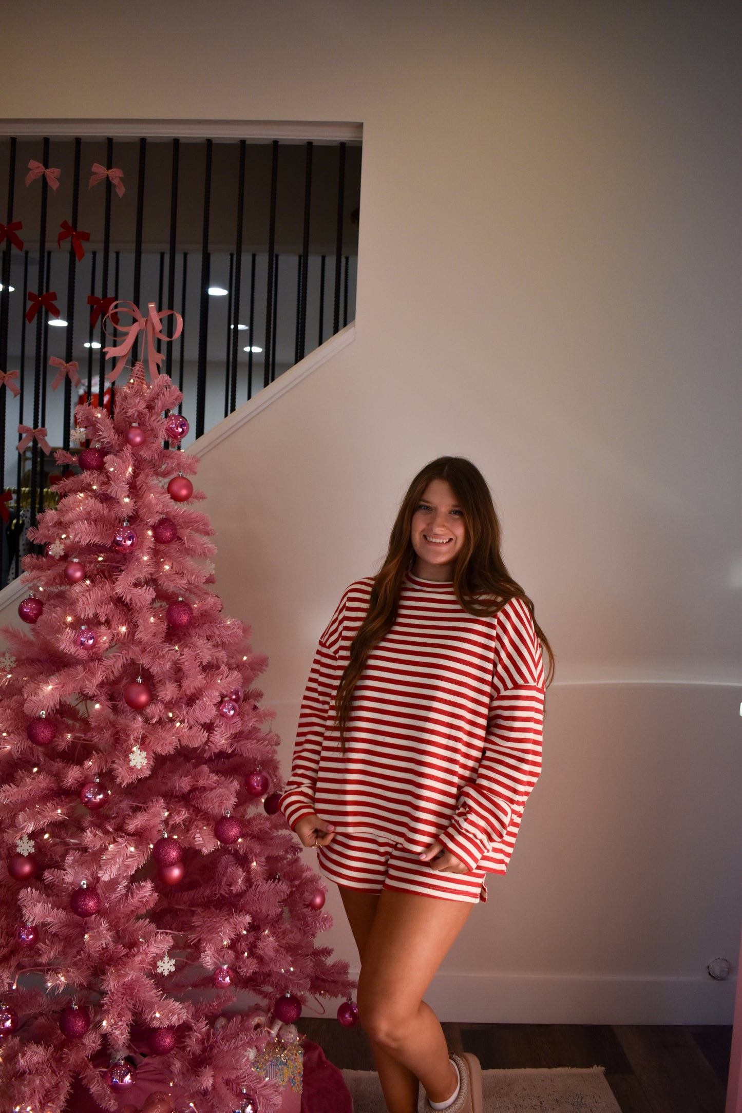 Lounge Stripe Top: Red