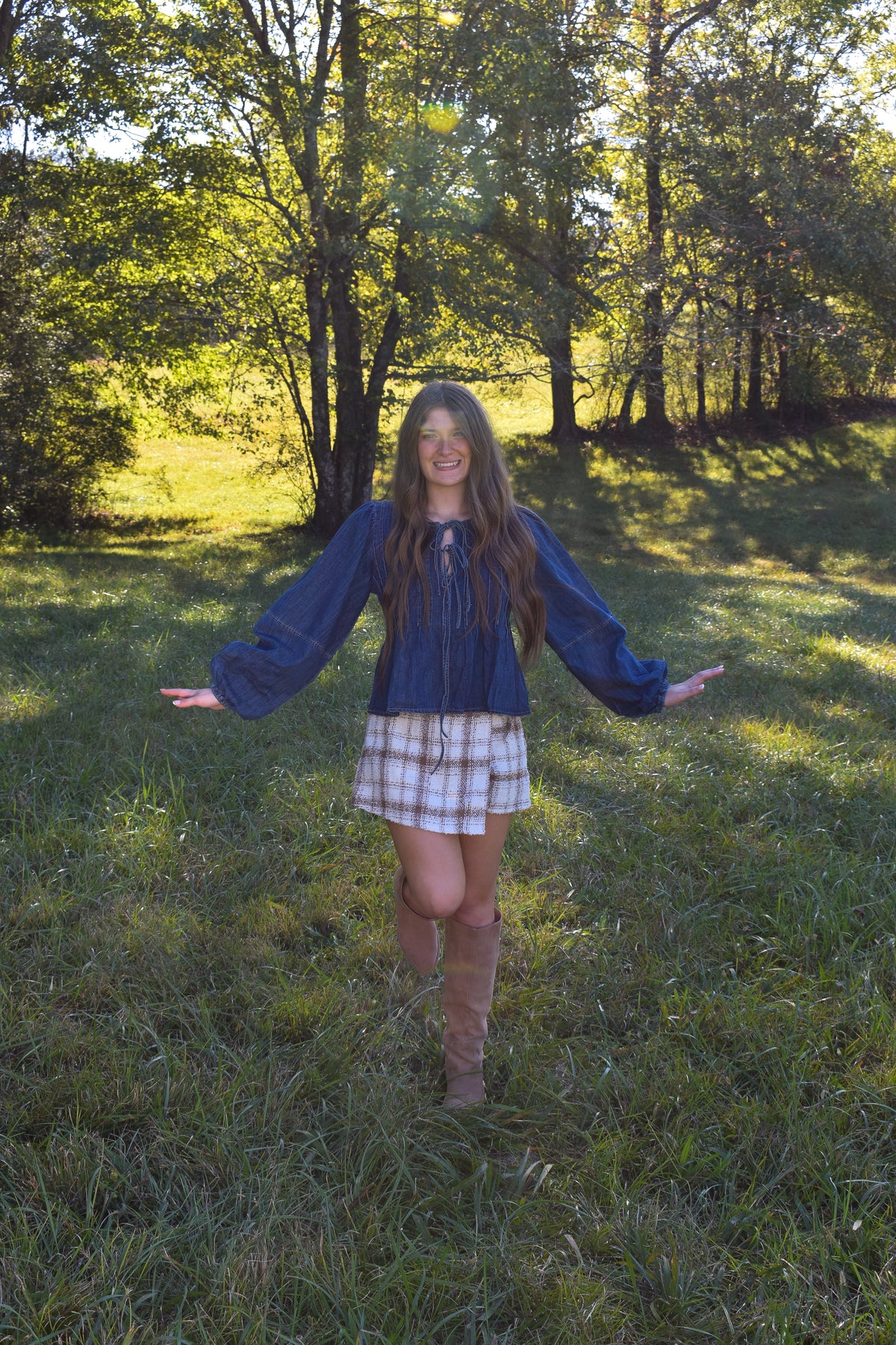 Denim Tie Top
