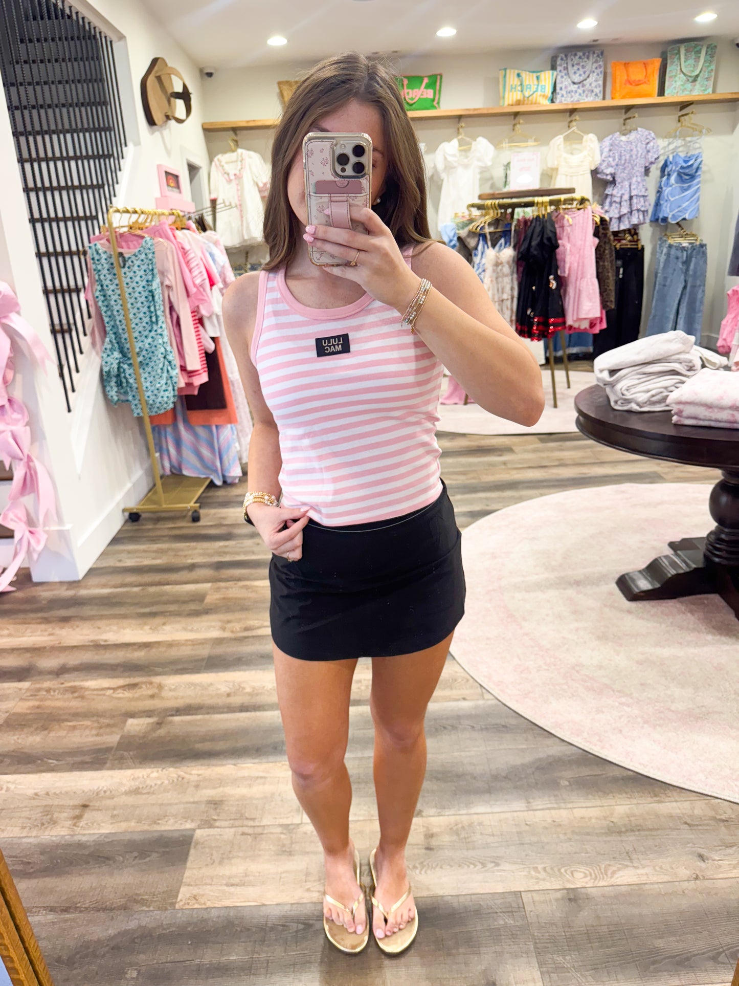 Lulu Mac Stripe Tank Top: Pink