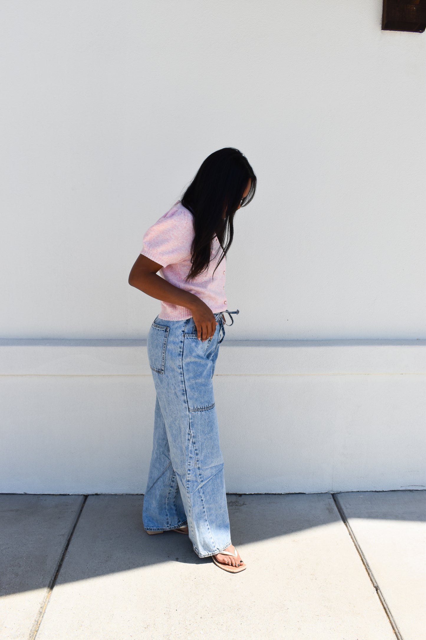 Oversized Wide-Leg Jeans W/ Elastic