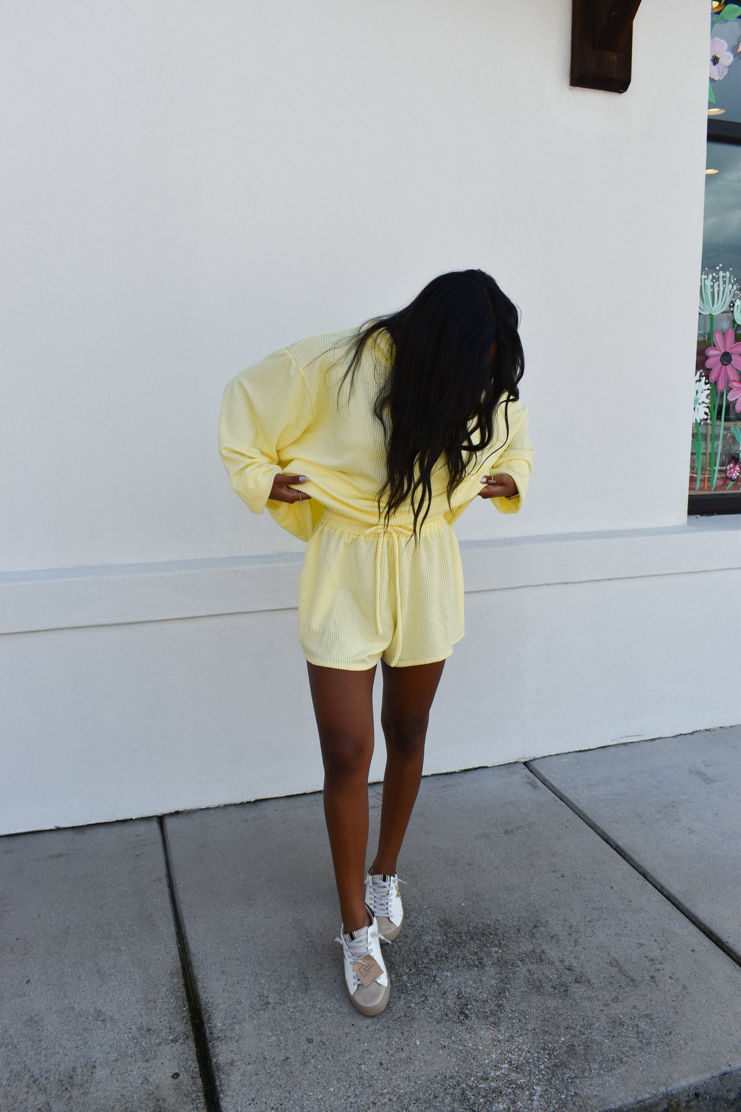 Yellow Waffle Knit Shorts