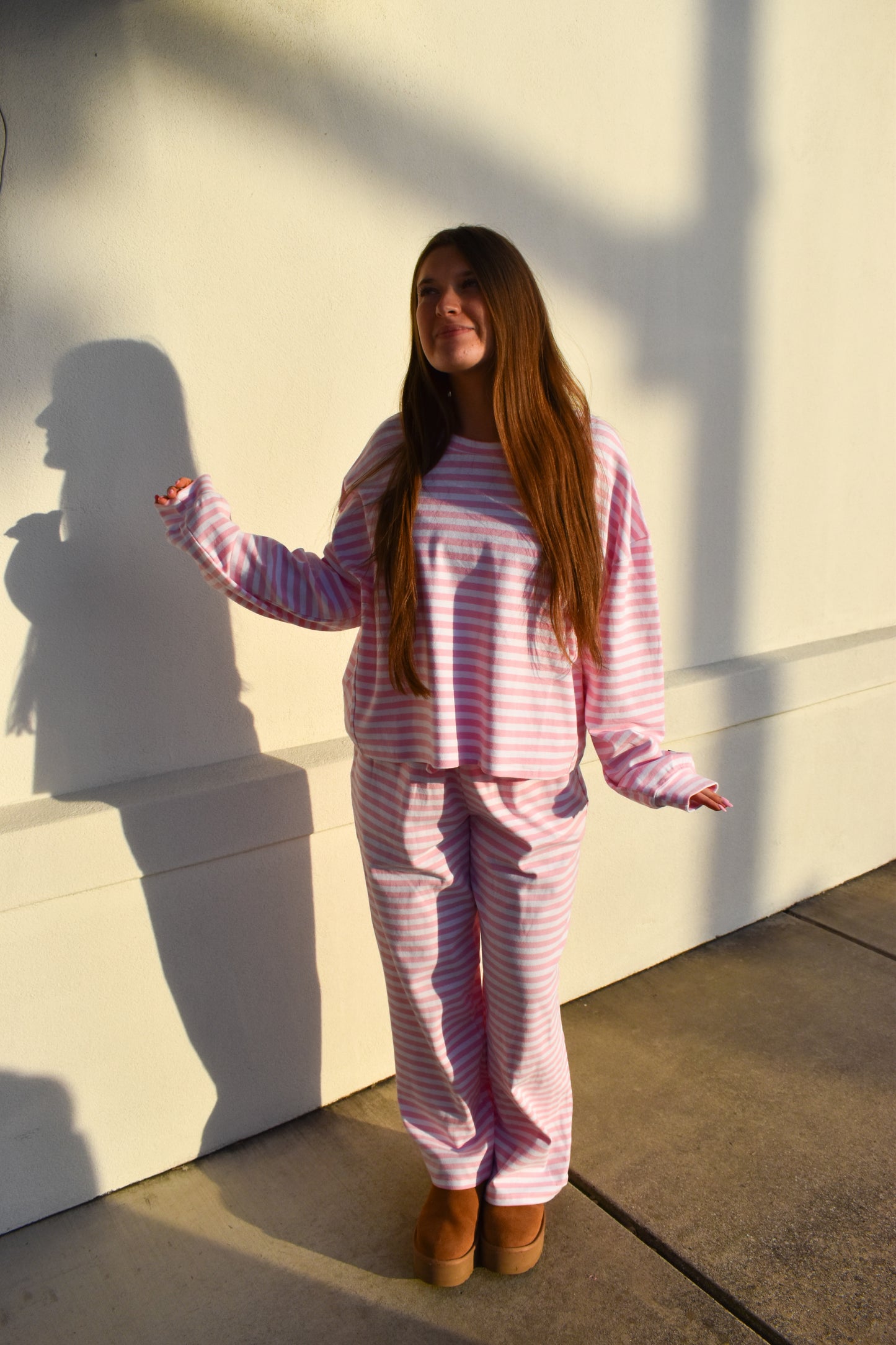 Lounge Stripe Pants: Light Pink