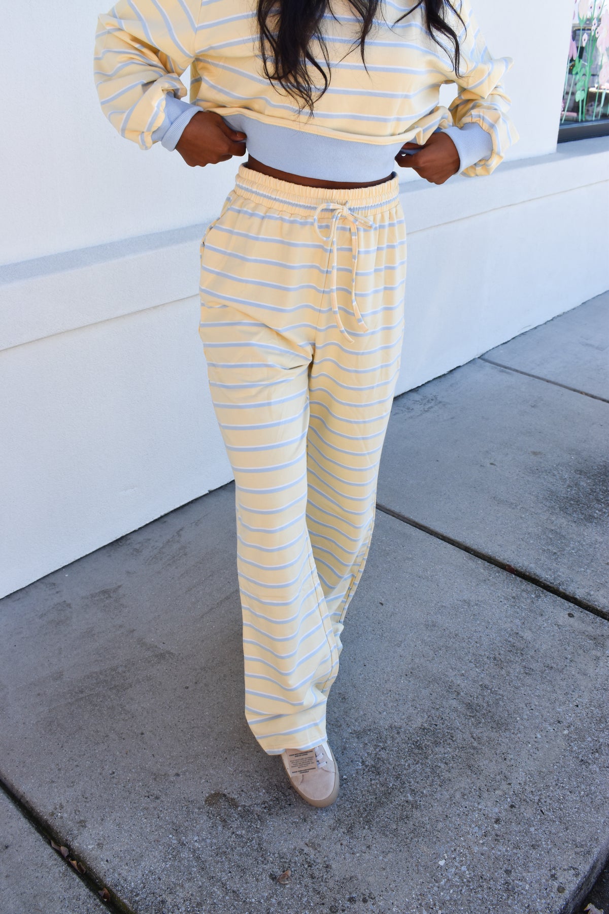 Striped Pants: Baby Blue/Lemon