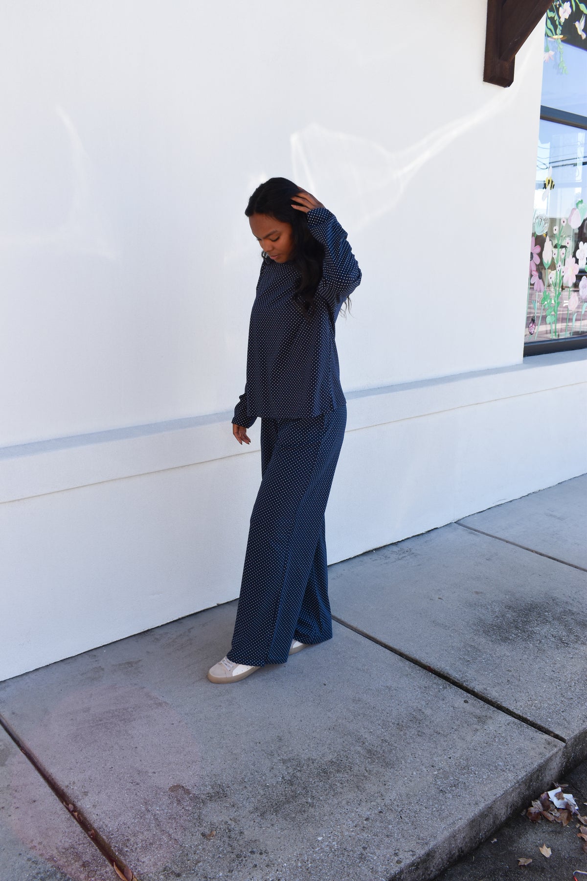 Navy Blue Polka Dot Loungewear Pants