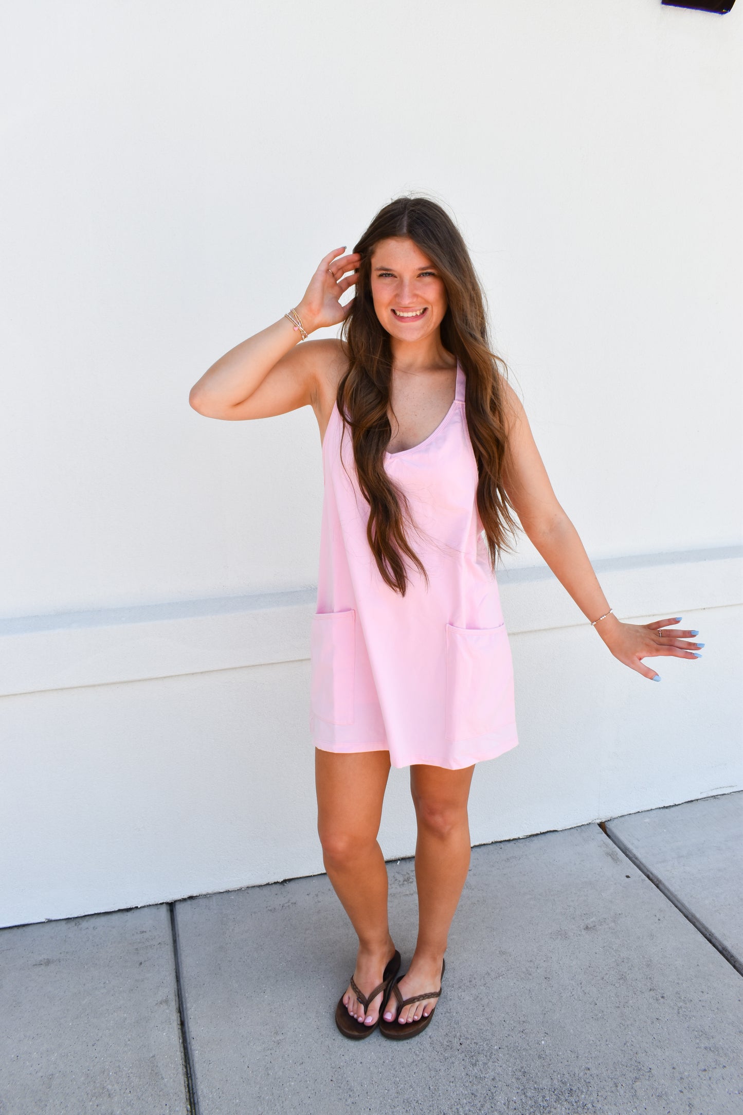 Mini Dress W/ Built in Romper Lining: Pink