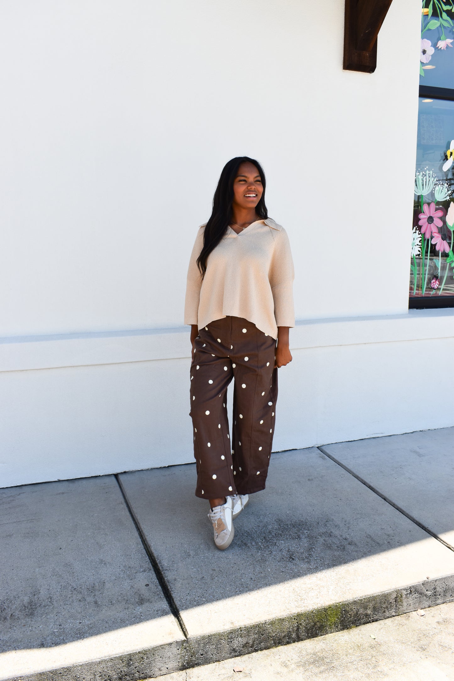 Polo Collar Open V-Neck Pullover