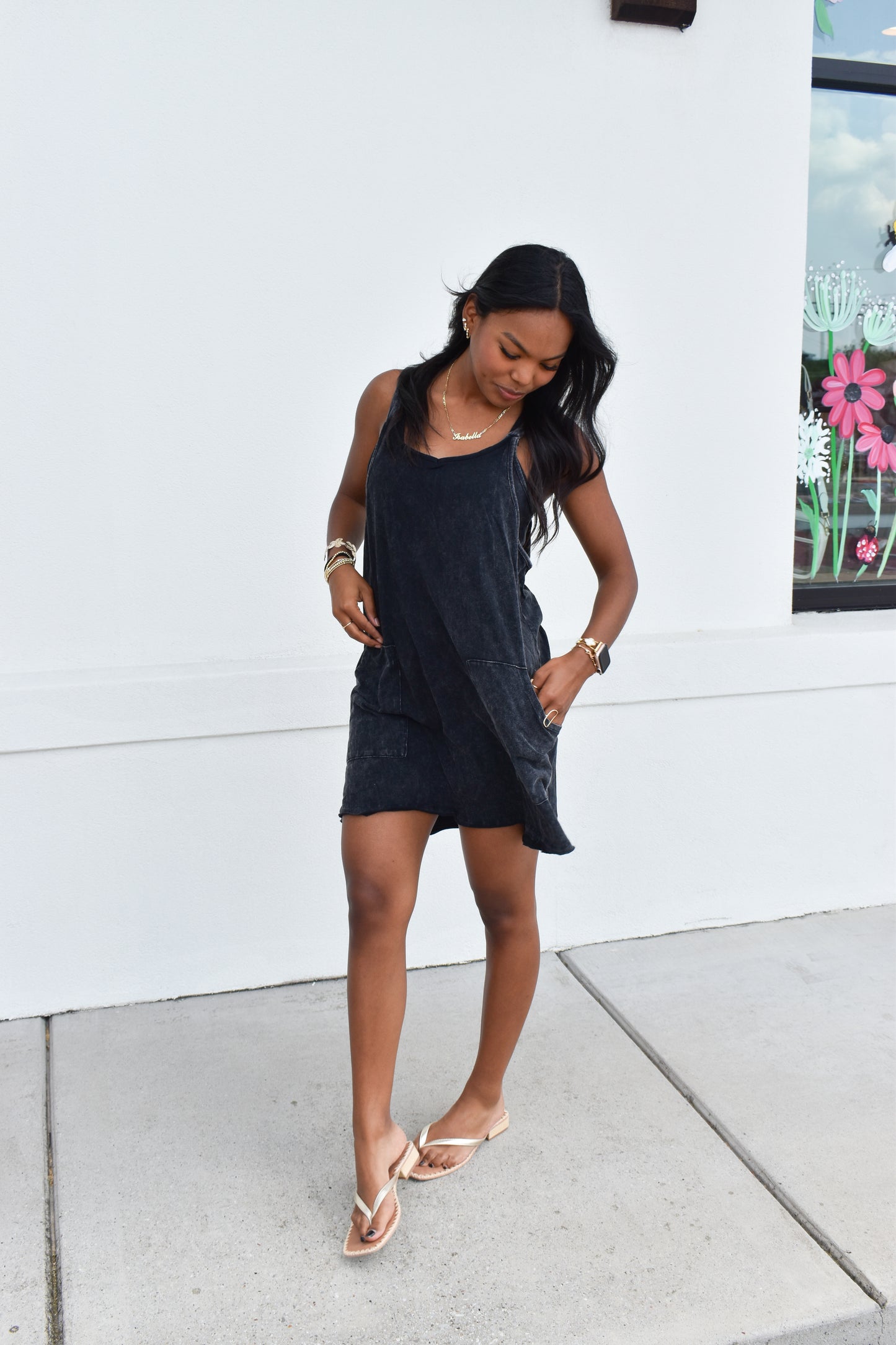 Mineral Washed Knit Mini Dress