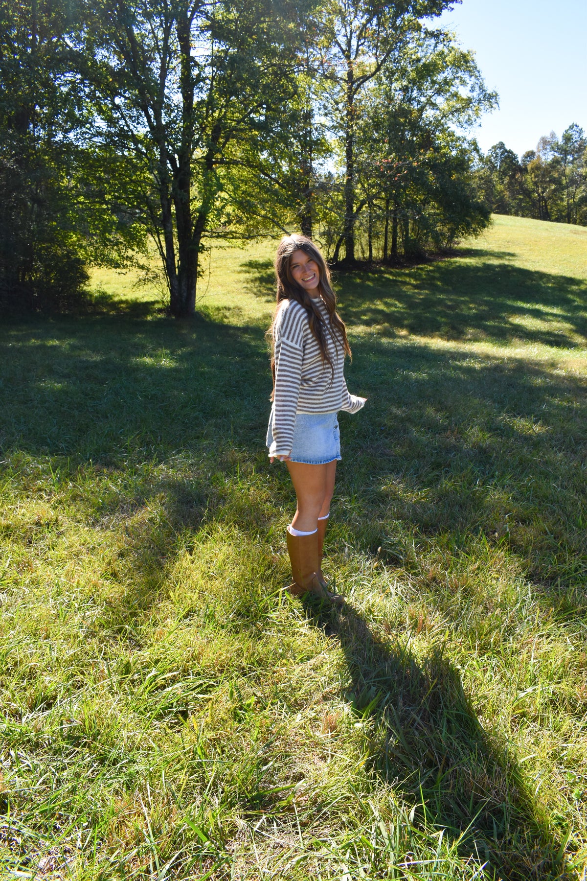 Beige Stripe Henley Pullover