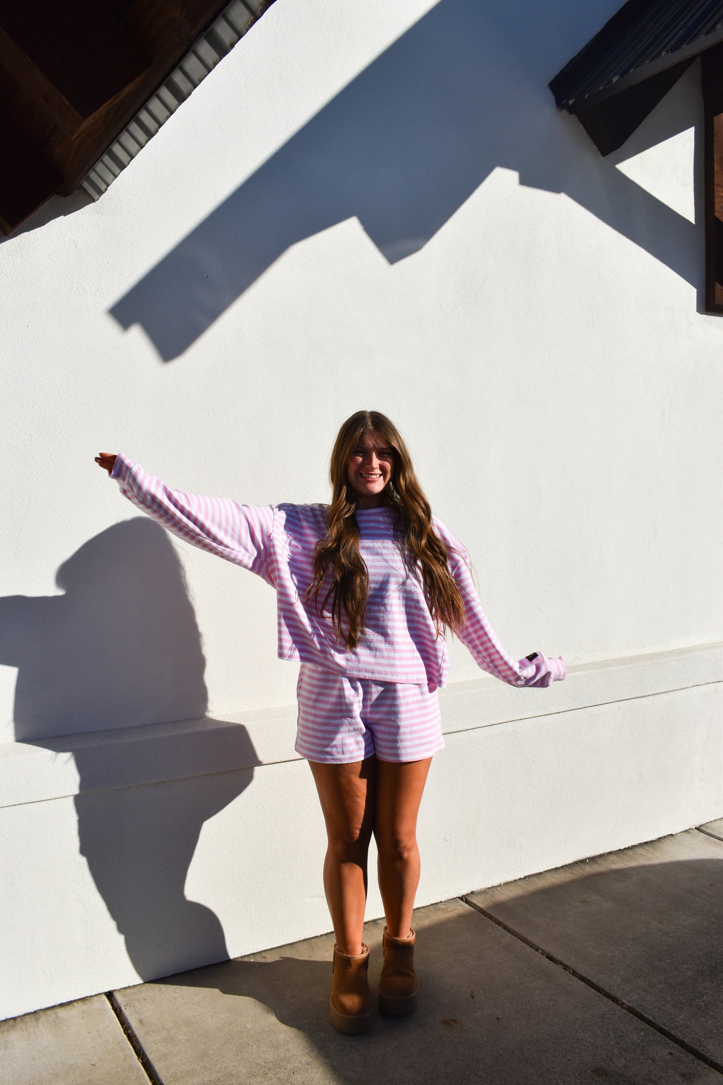 Lounge Stripe Shorts: Light Pink