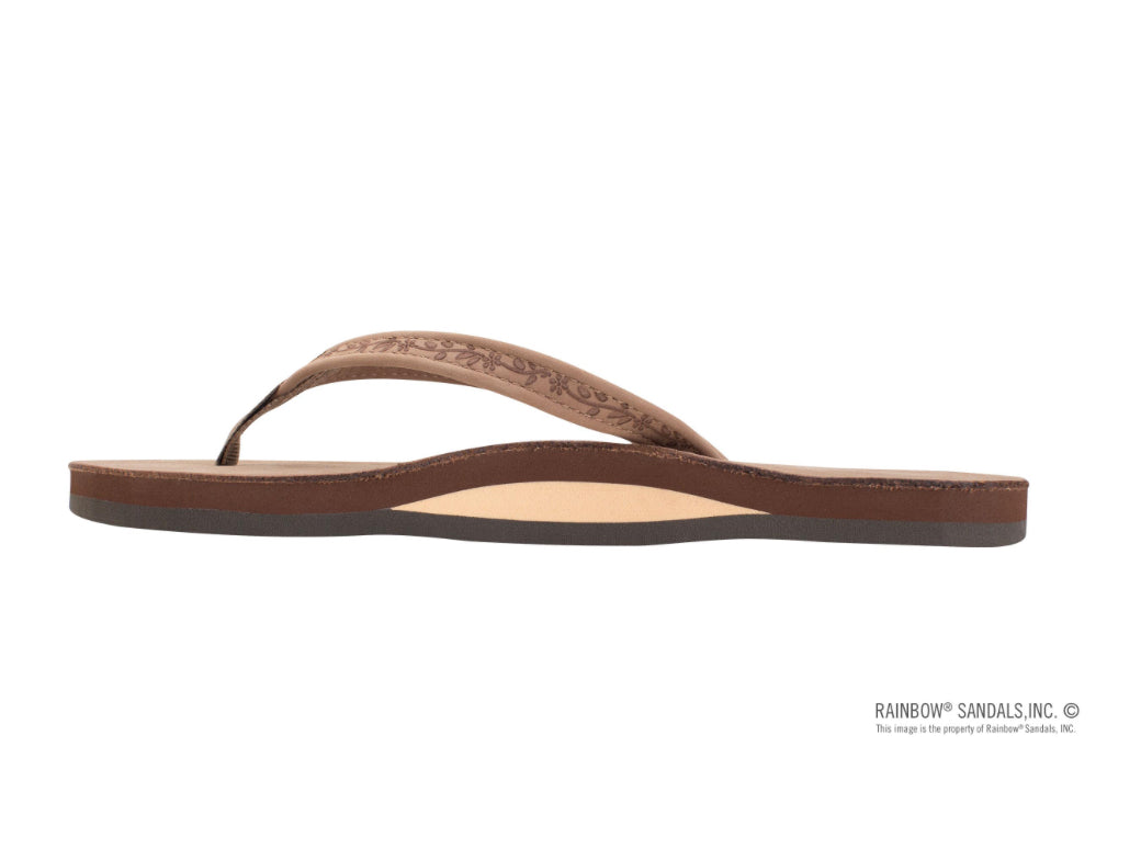 "Rainbow" Floral Dark Brown Flip Flops