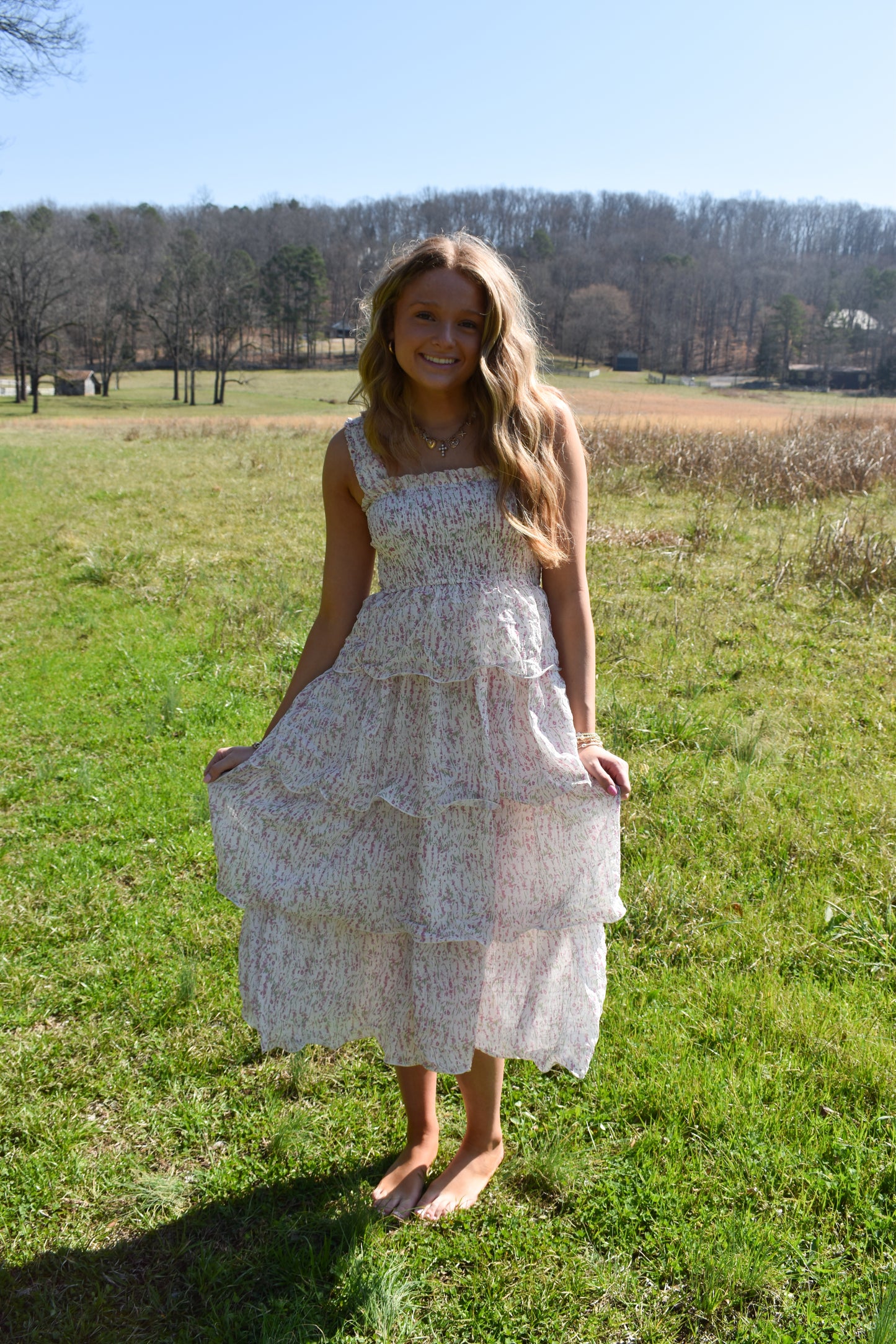 Garden Whirl Tier Midi Dress