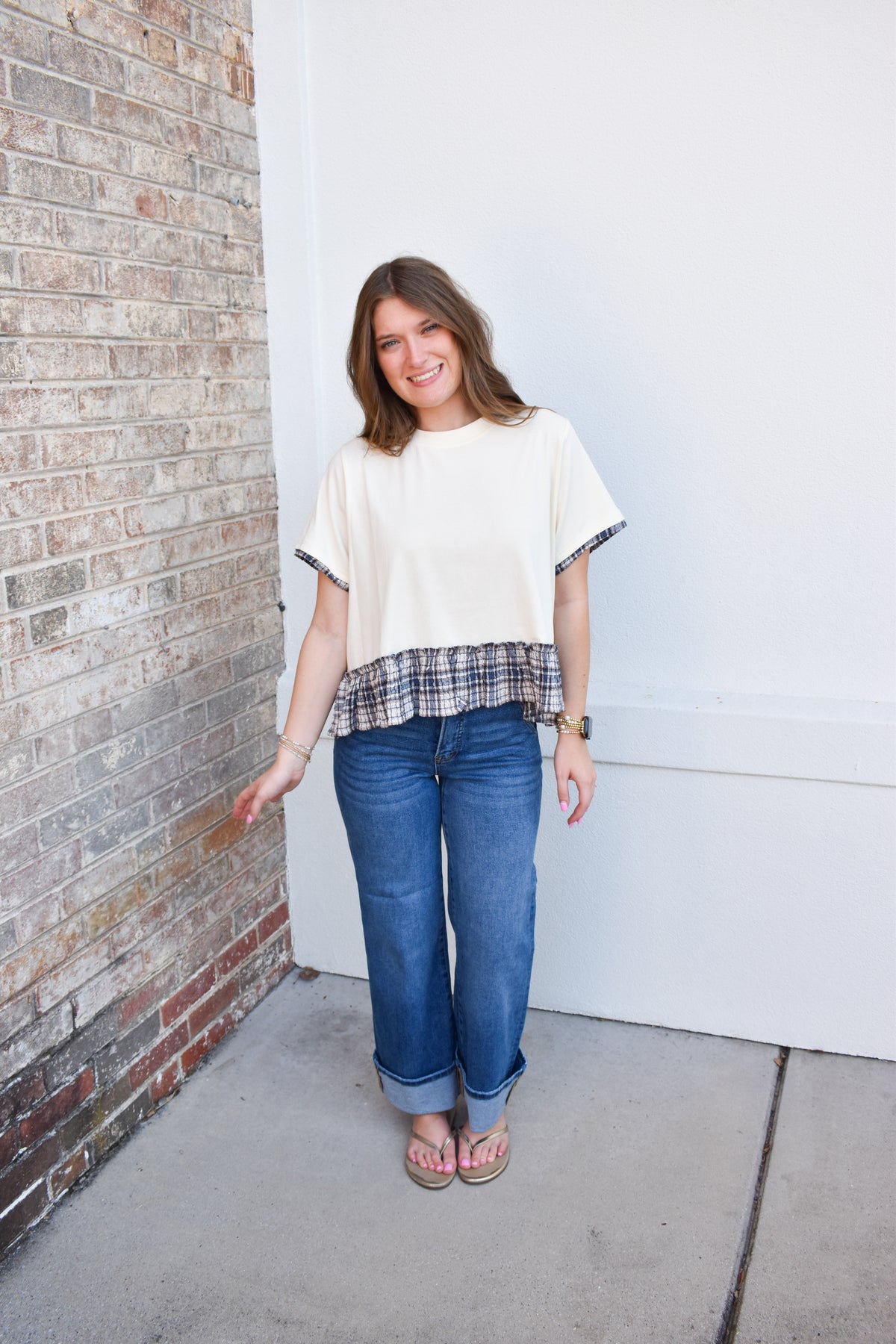 Hadley Plaid Trim Top
