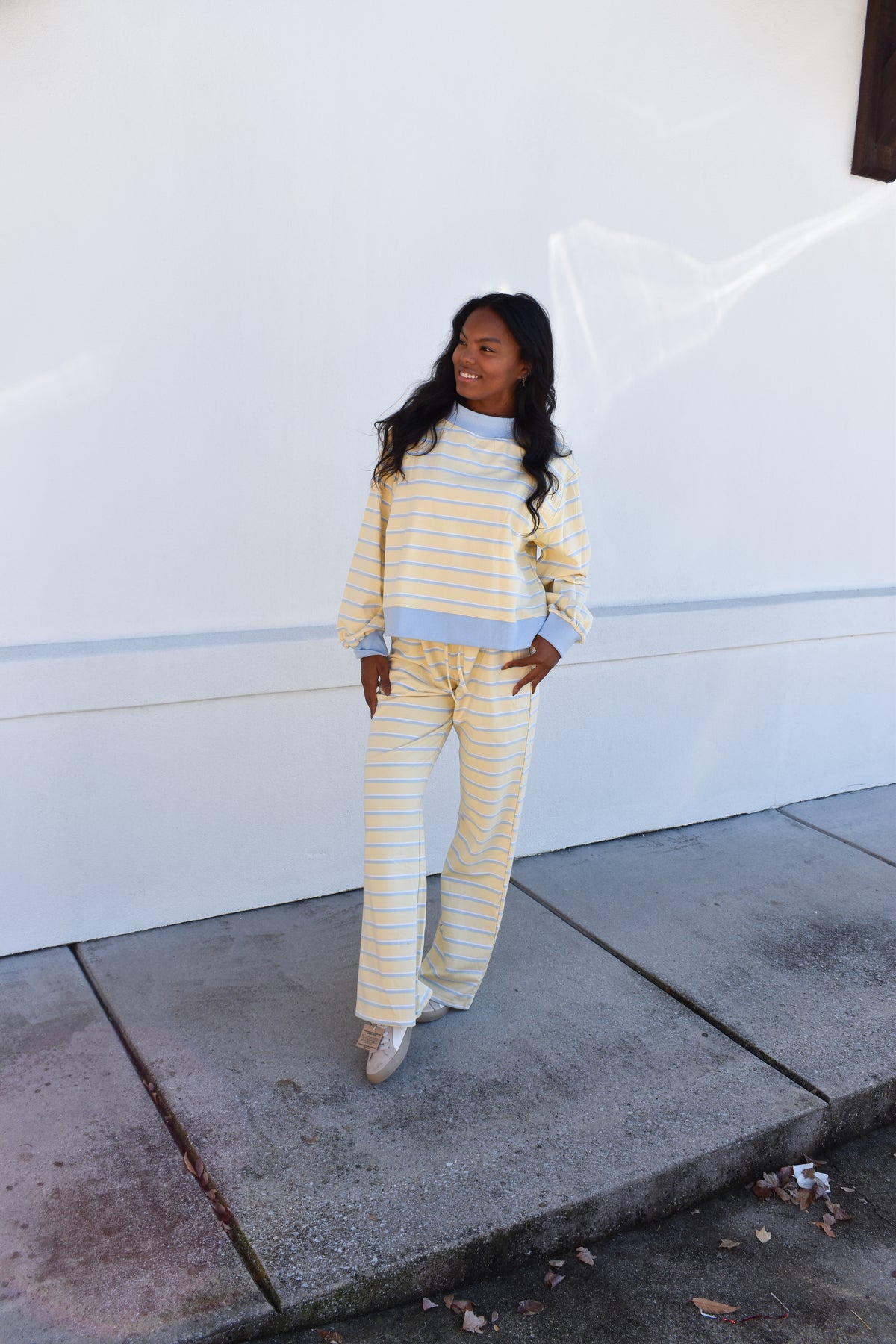 Striped Pants: Baby Blue/Lemon