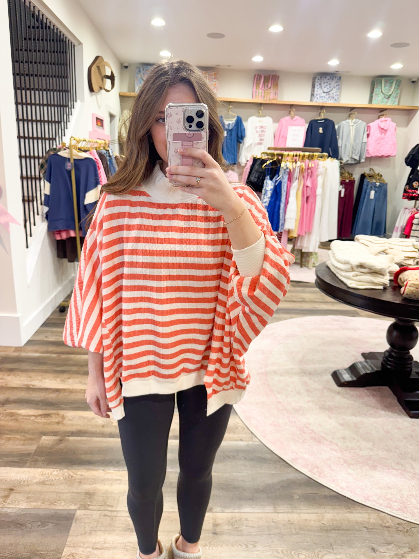 Stripe Oversized Mockneck
