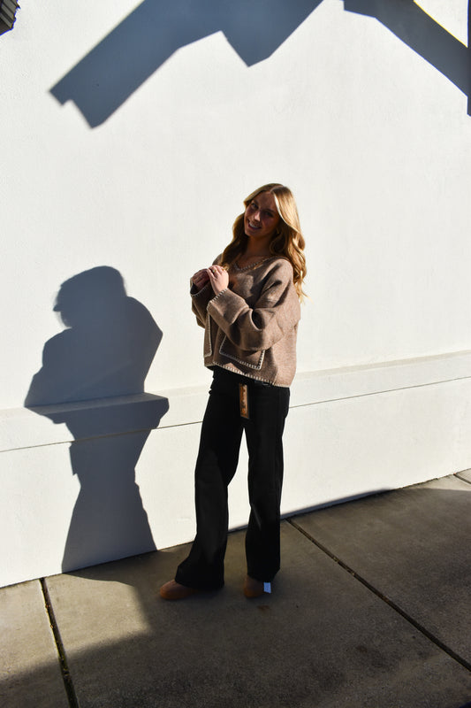 Risen High Rise Wide Leg: Black