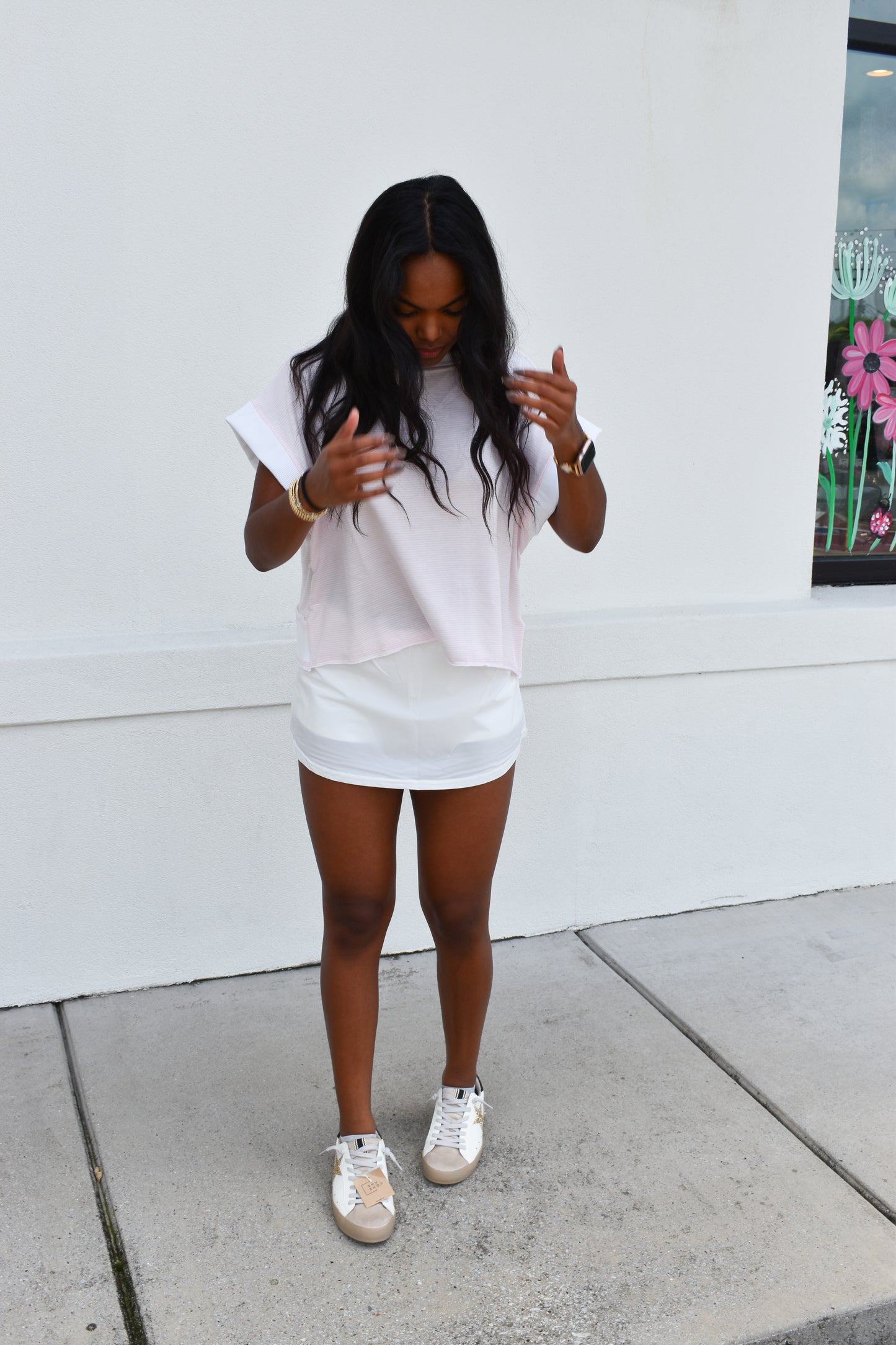 Lightweight Skort with Elastic Waistband: White