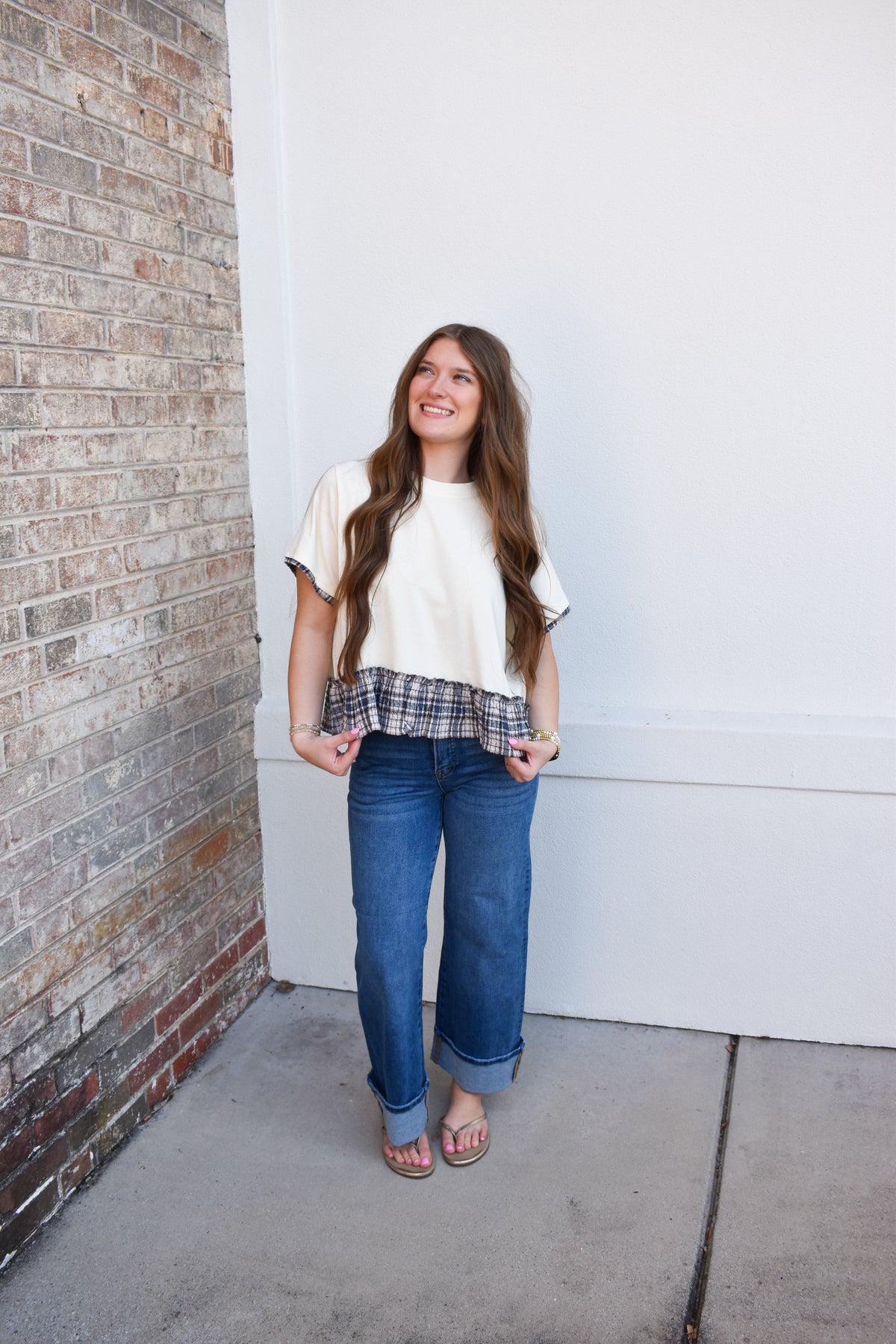 Hadley Plaid Trim Top