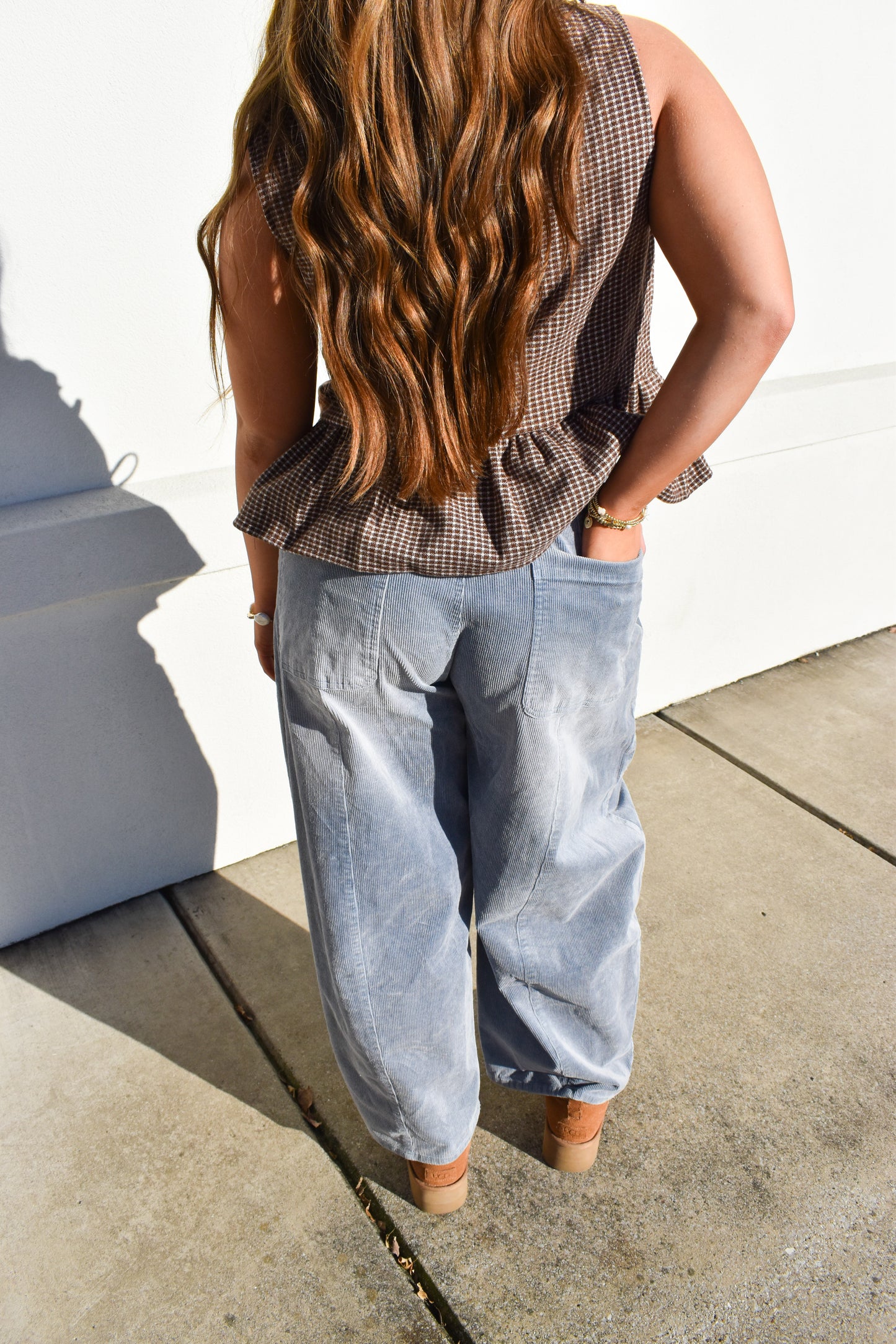 Waist Tie Corduroy Barrel Pants