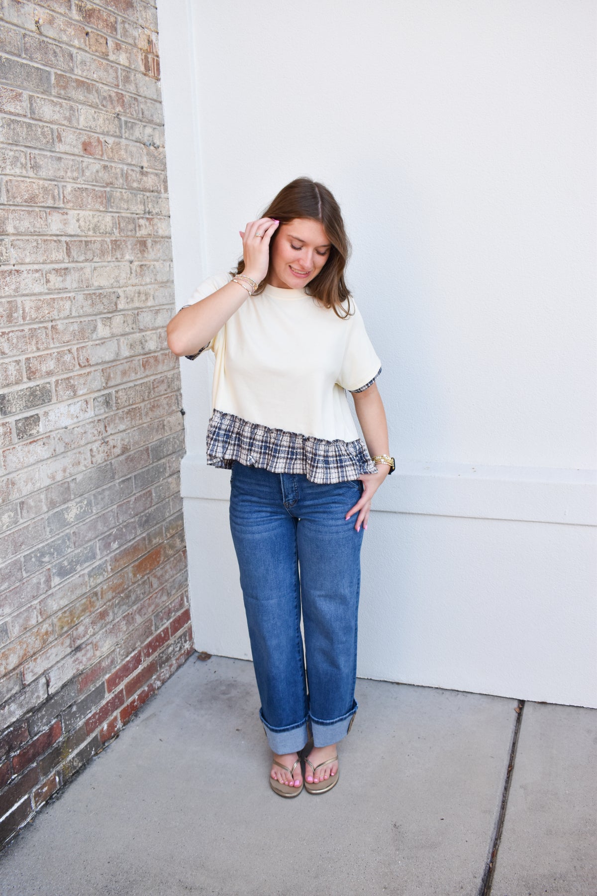 Hadley Plaid Trim Top
