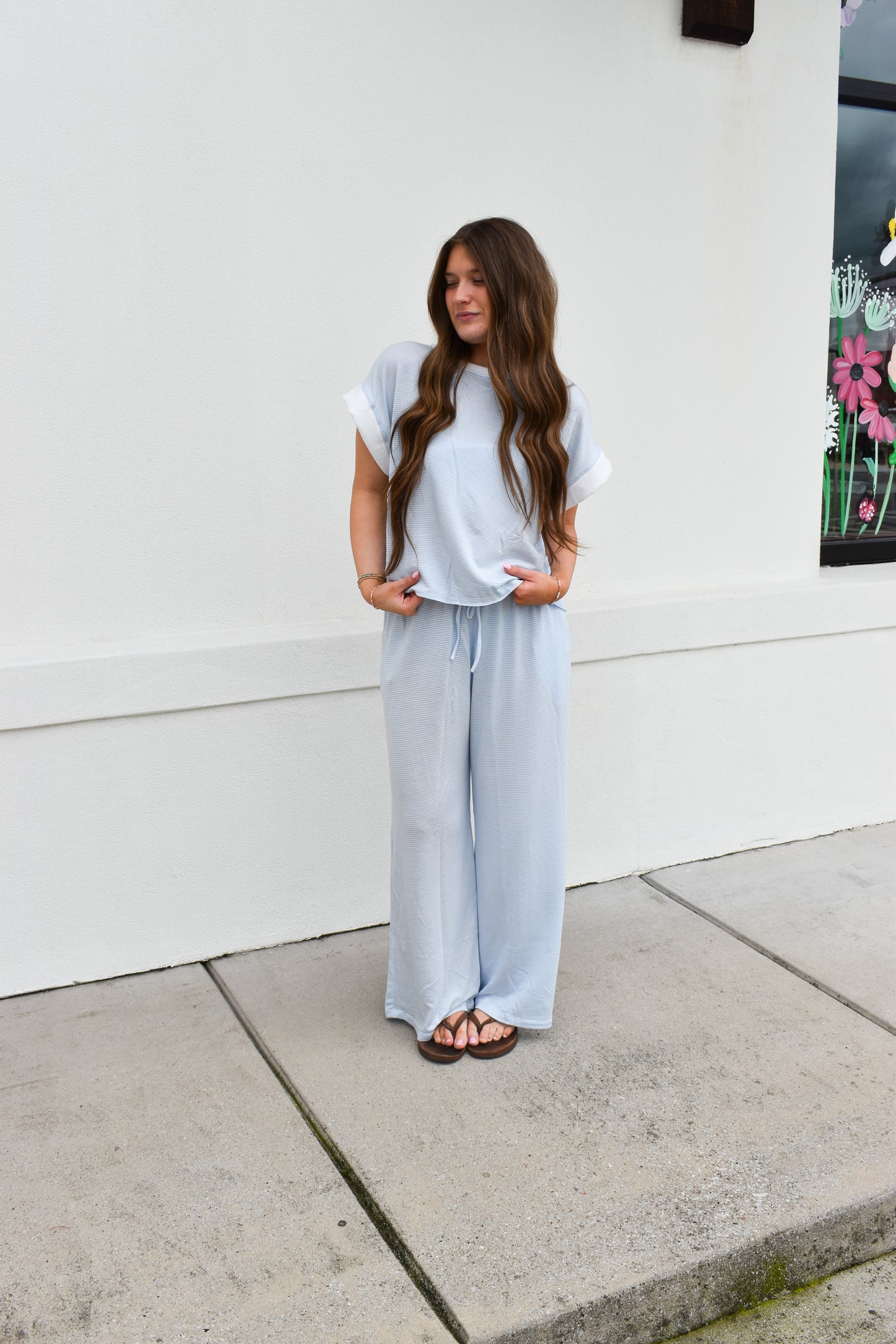 Open Back Striped Top: Blue