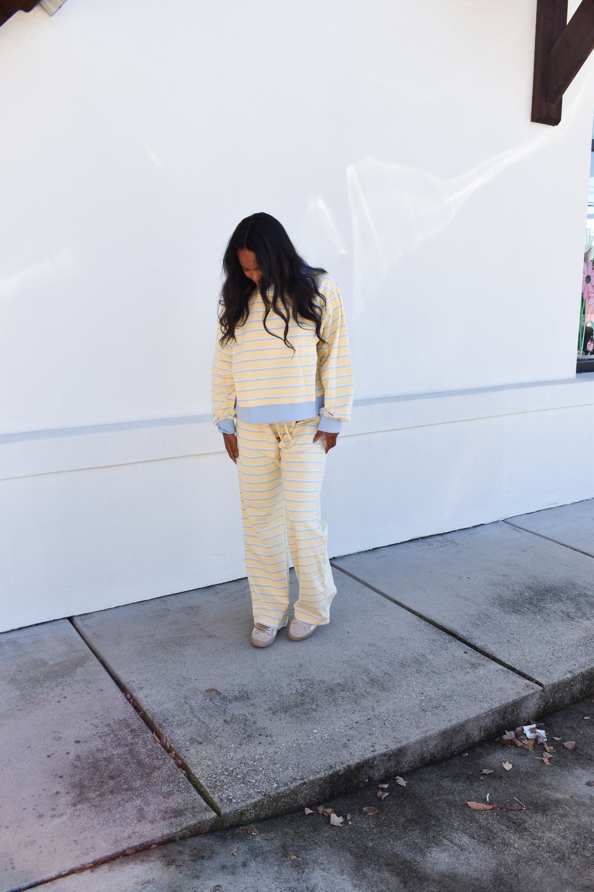 Striped Pants: Baby Blue/Lemon