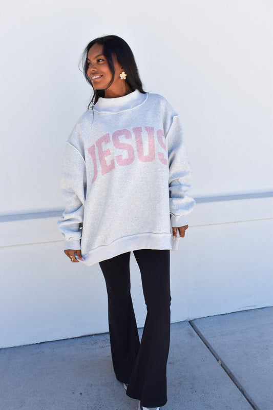 'JESUS & GOD IS GOOD' Reversible Mockneck: Pink