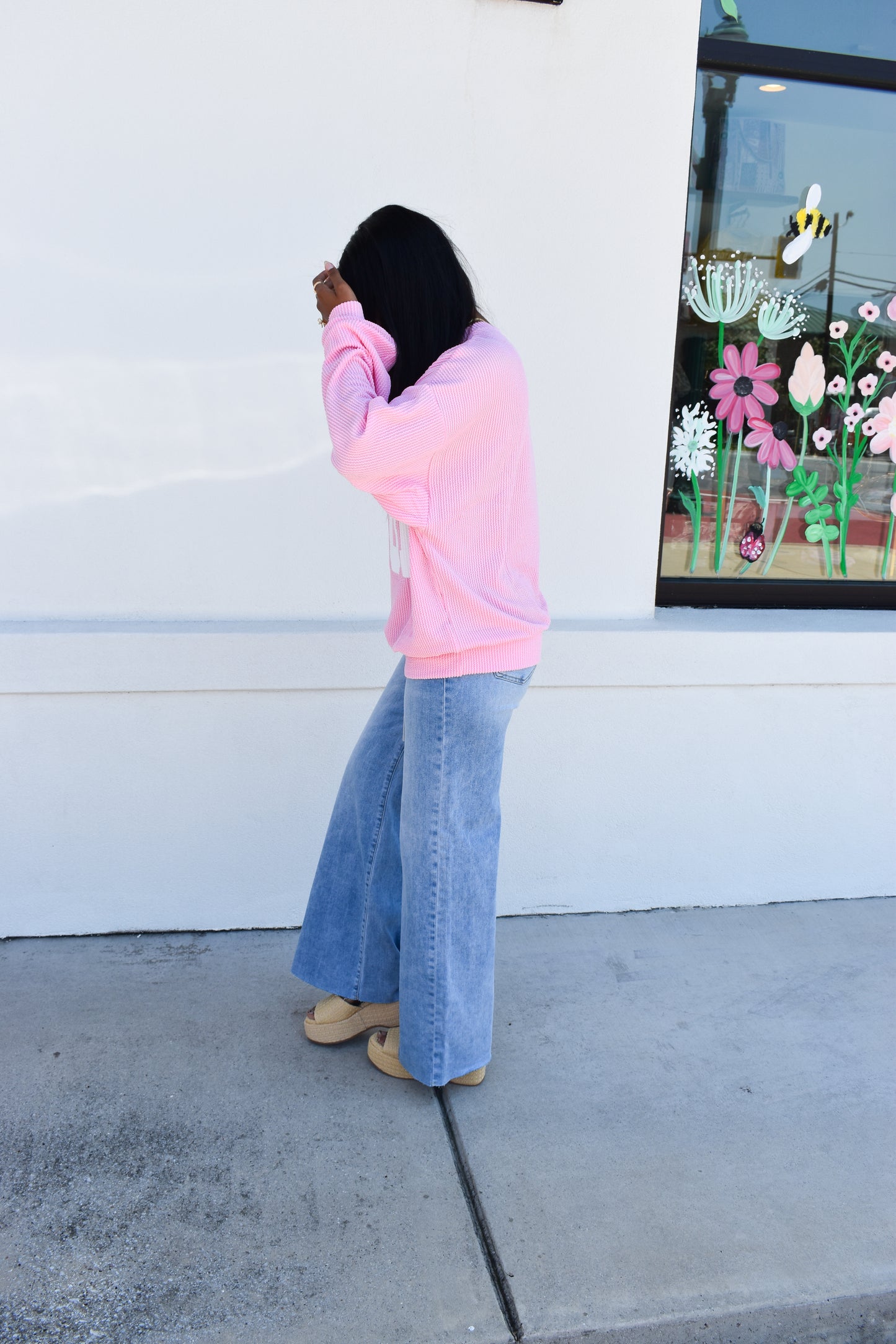 Pink Ribbed Georgia Sweatshirt