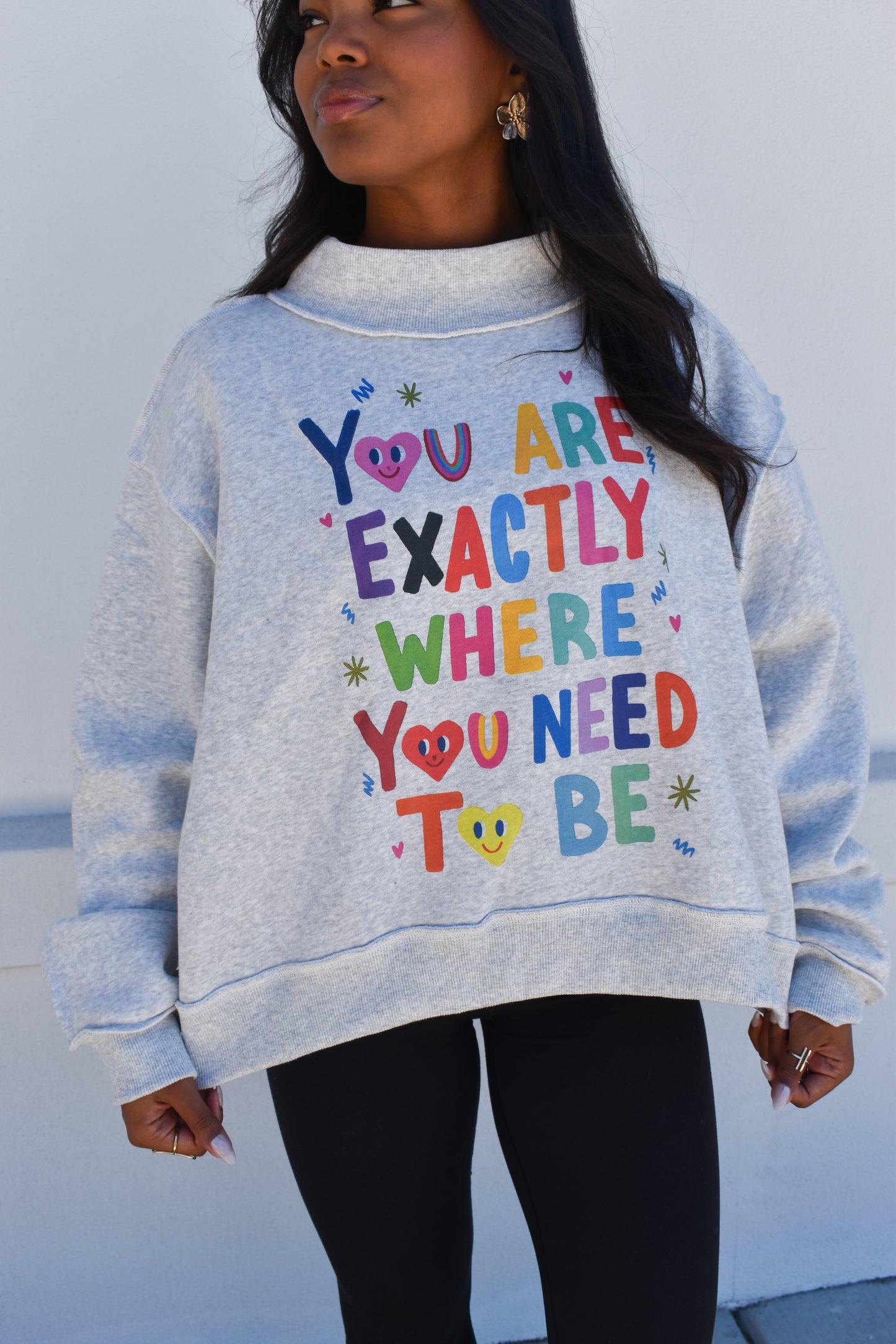 Fun Graphic Reversible Crop Mockneck
