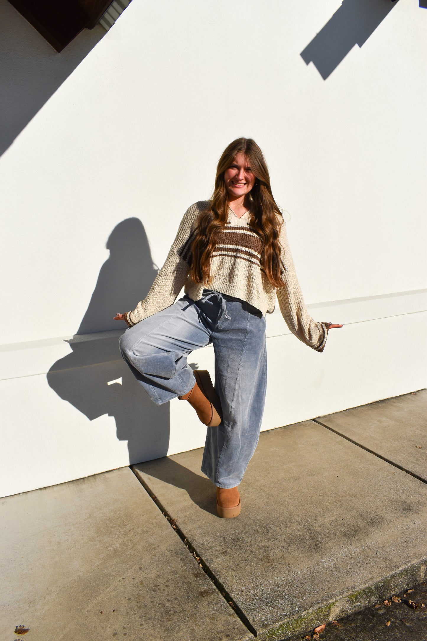 Stripe Patch Long Sleeve Sweater