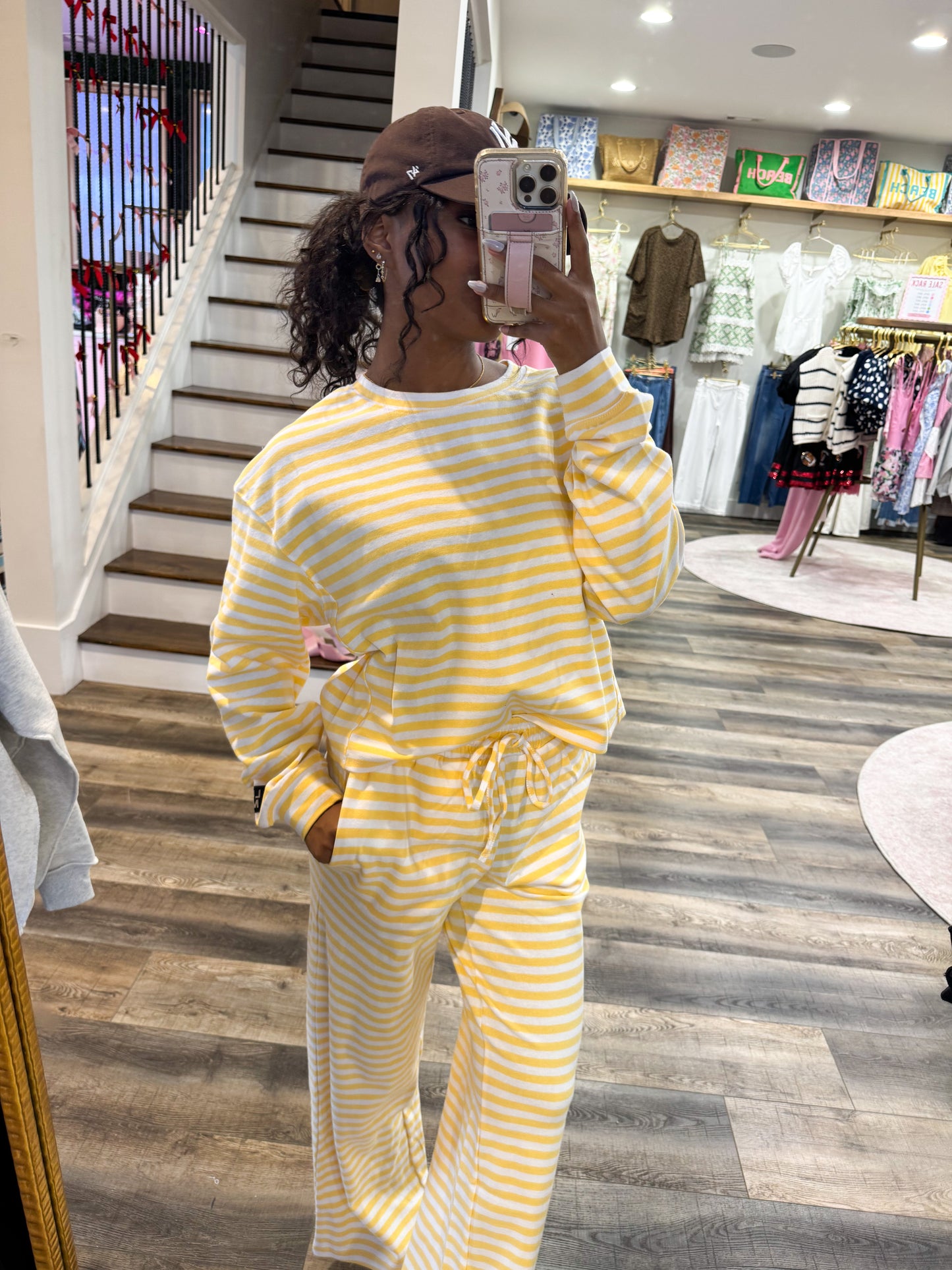 Lulu Mac Stripe Lounge Pant: Yellow