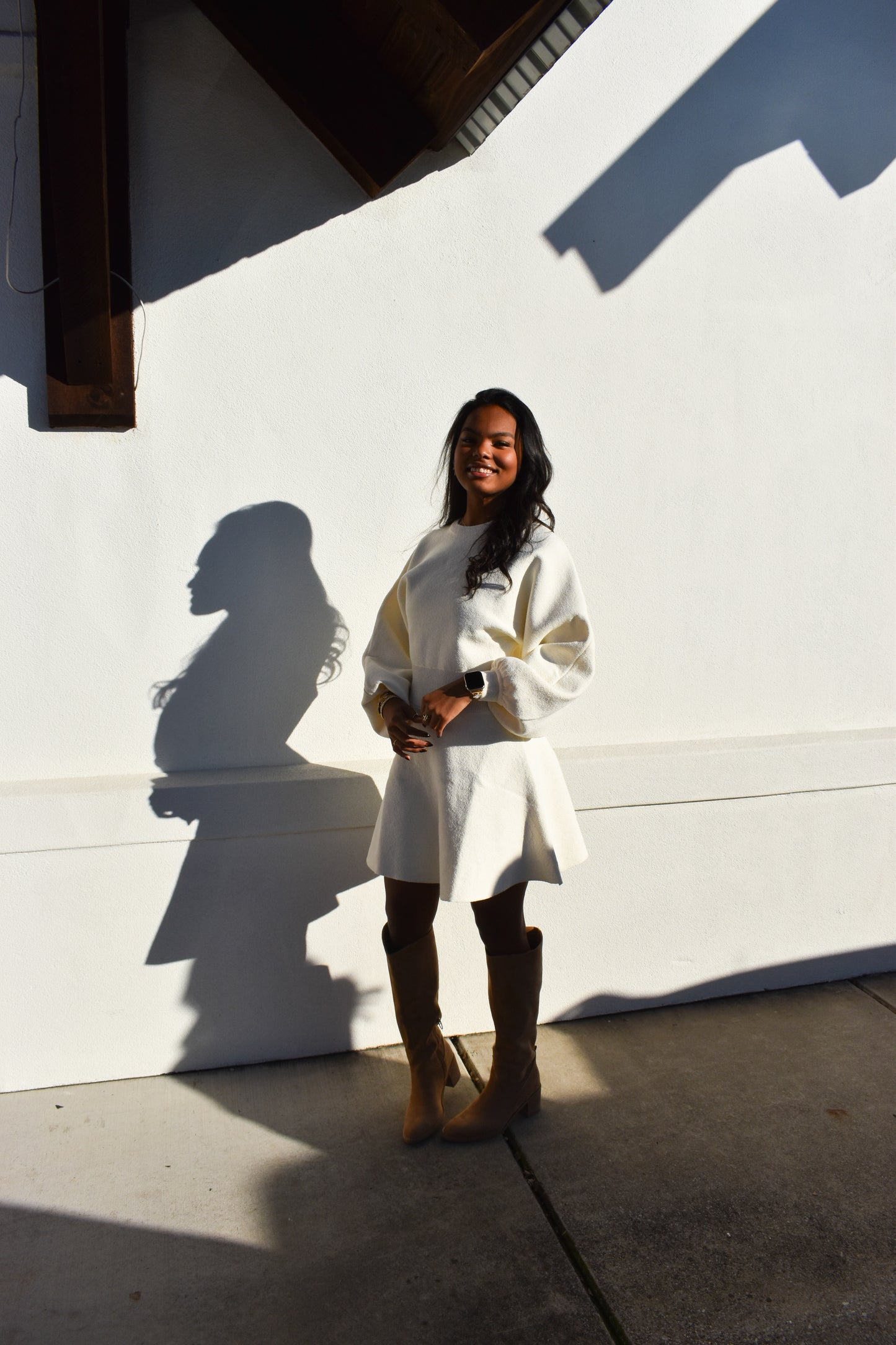 Ballon Sleeve Sweater Dress