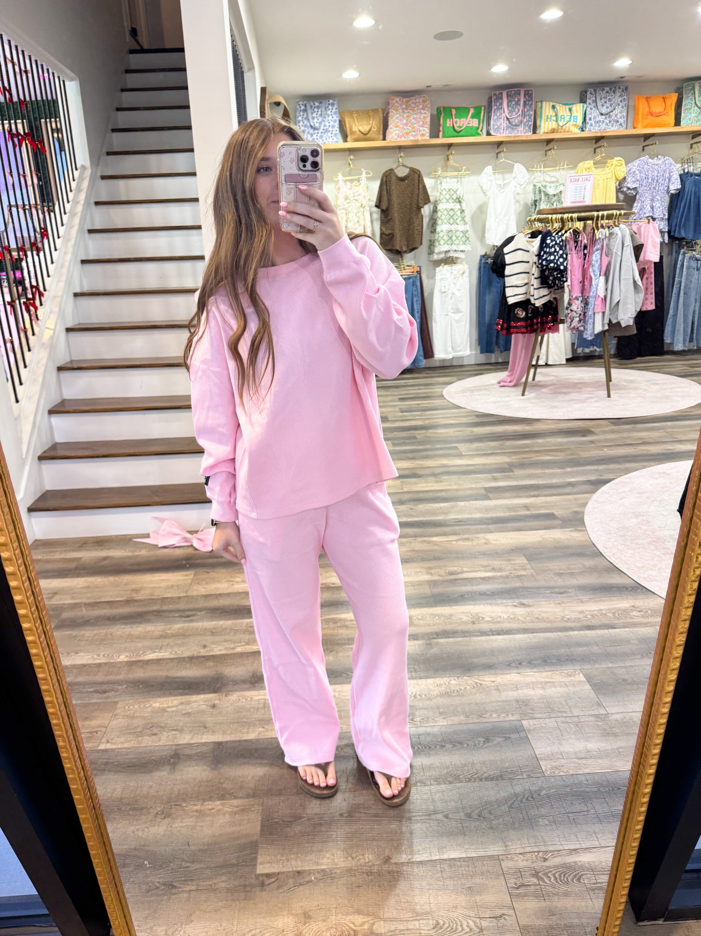 Lulu Mac Waffle Pants: Light Pink