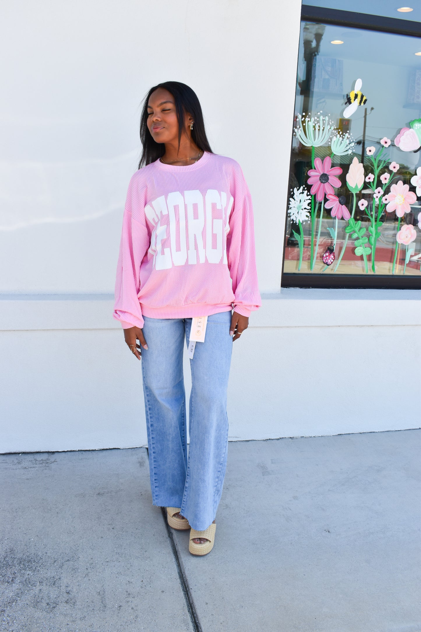 Pink Ribbed Georgia Sweatshirt