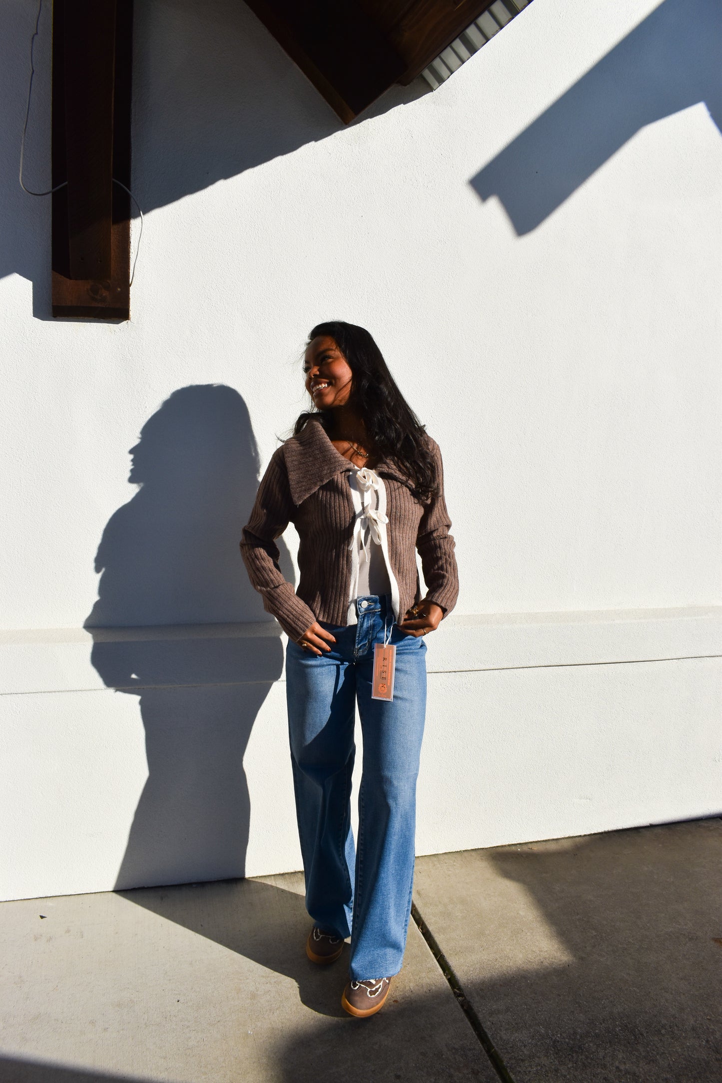Cable Knit Bow Tie-Front Cardigan