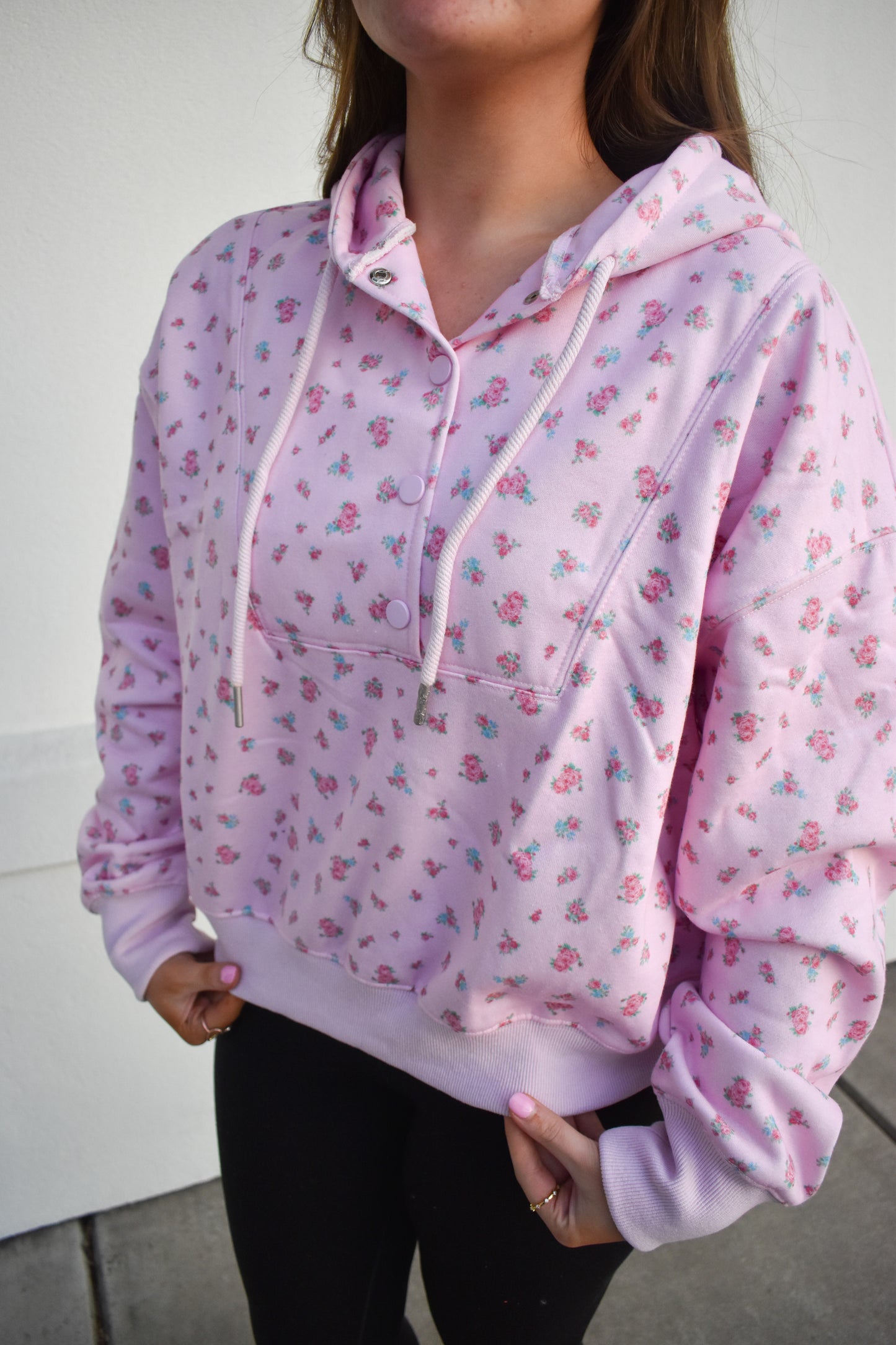 Floral Print Detail Hoodie