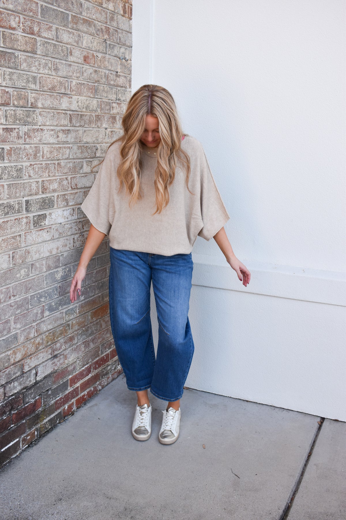 Risen Slouchy Cropped Barrel Jeans With Cuffed Hem