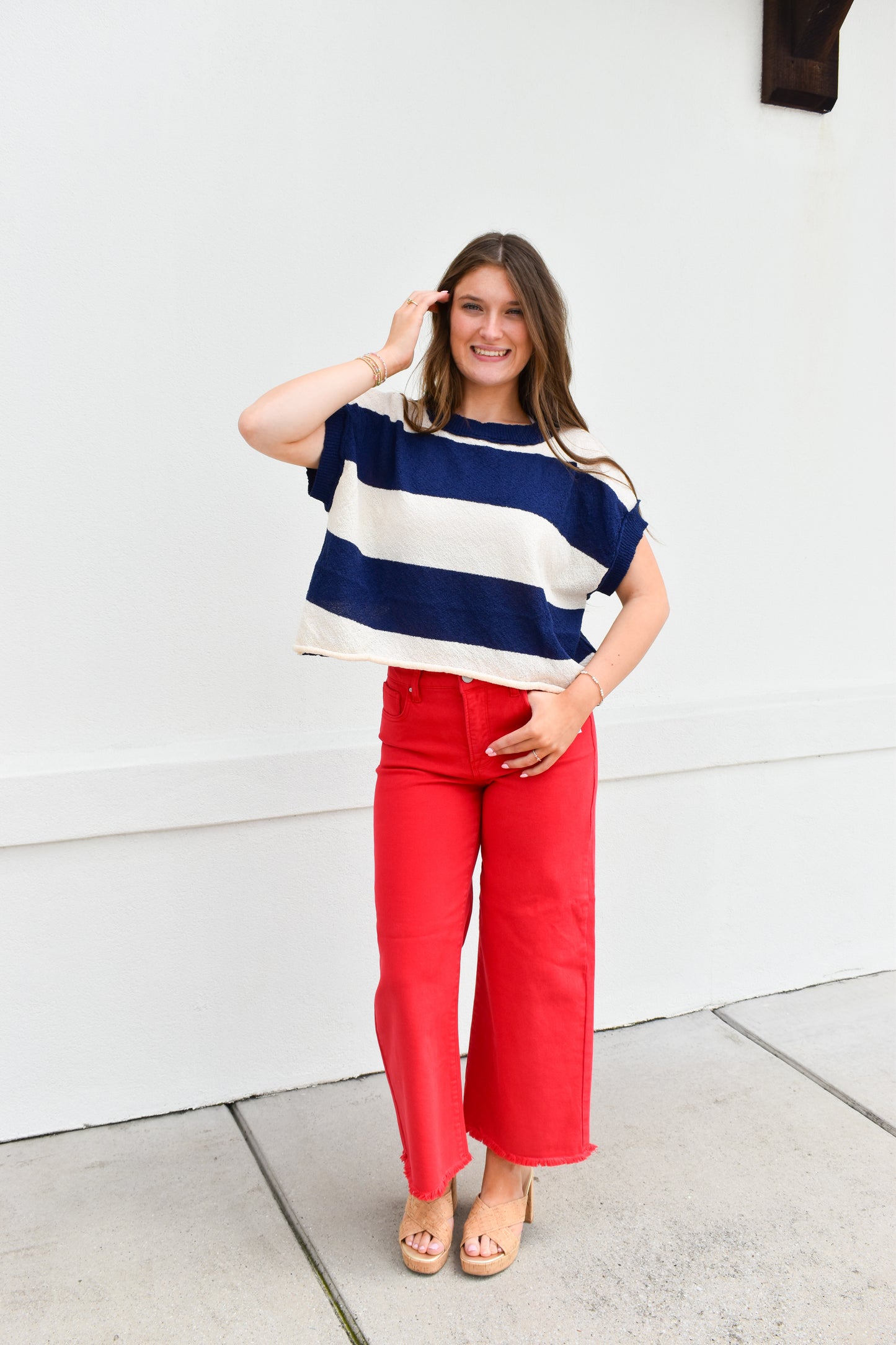 Staple Red High Rise Crop Pants