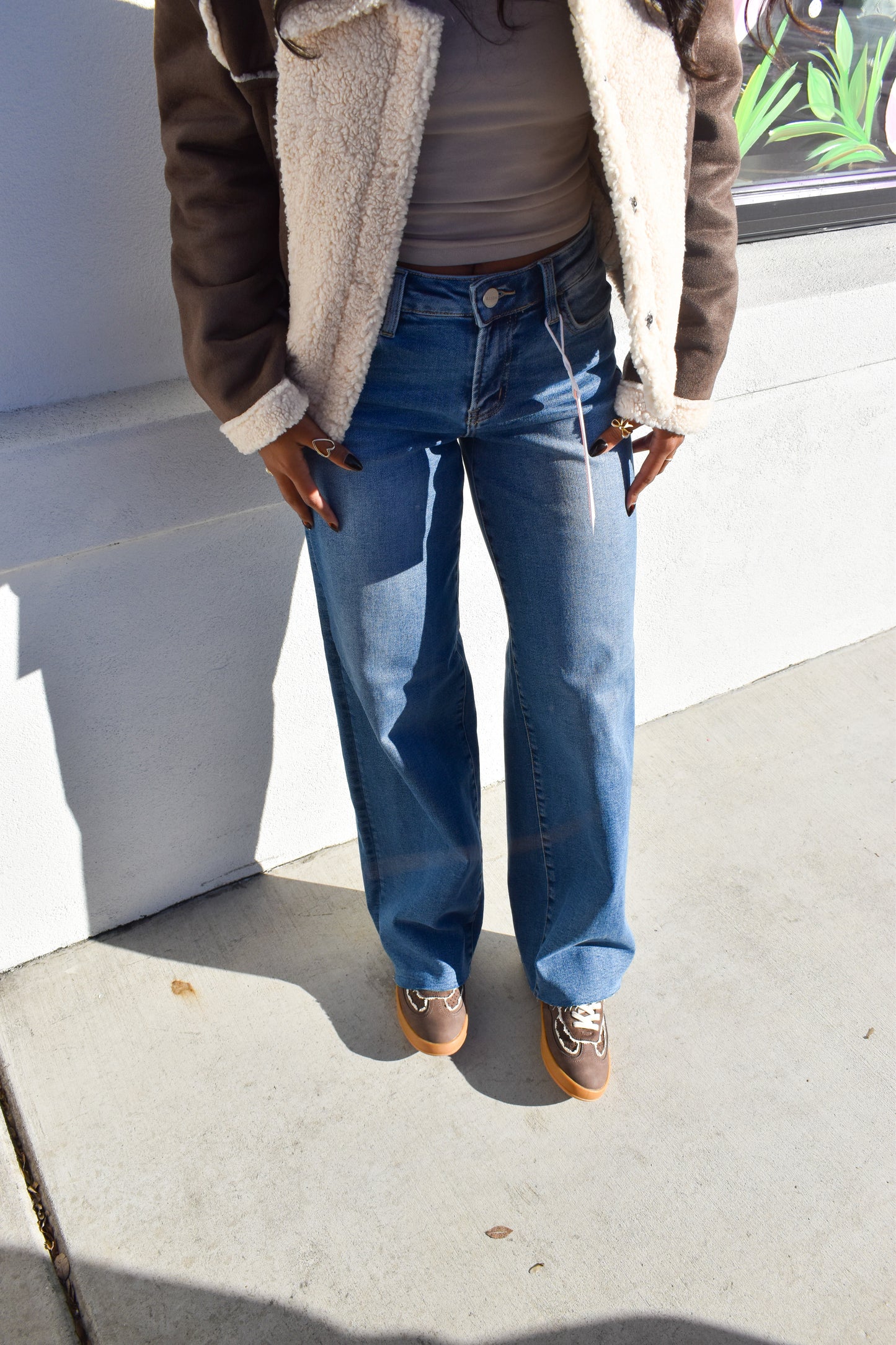 Risen High-Rise Wide Leg Jeans