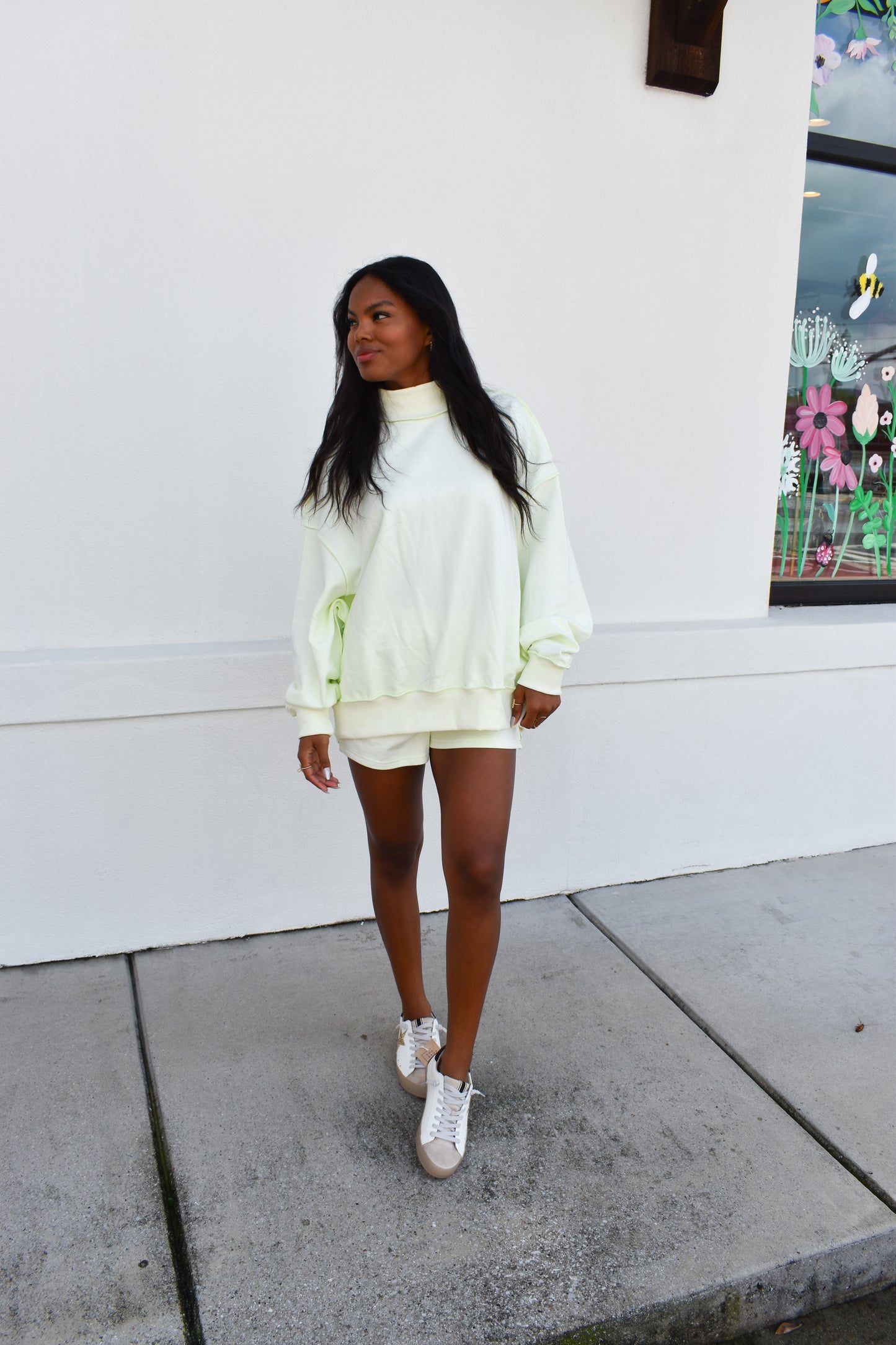 Soft Knit Drop Shoulder Mock Neck