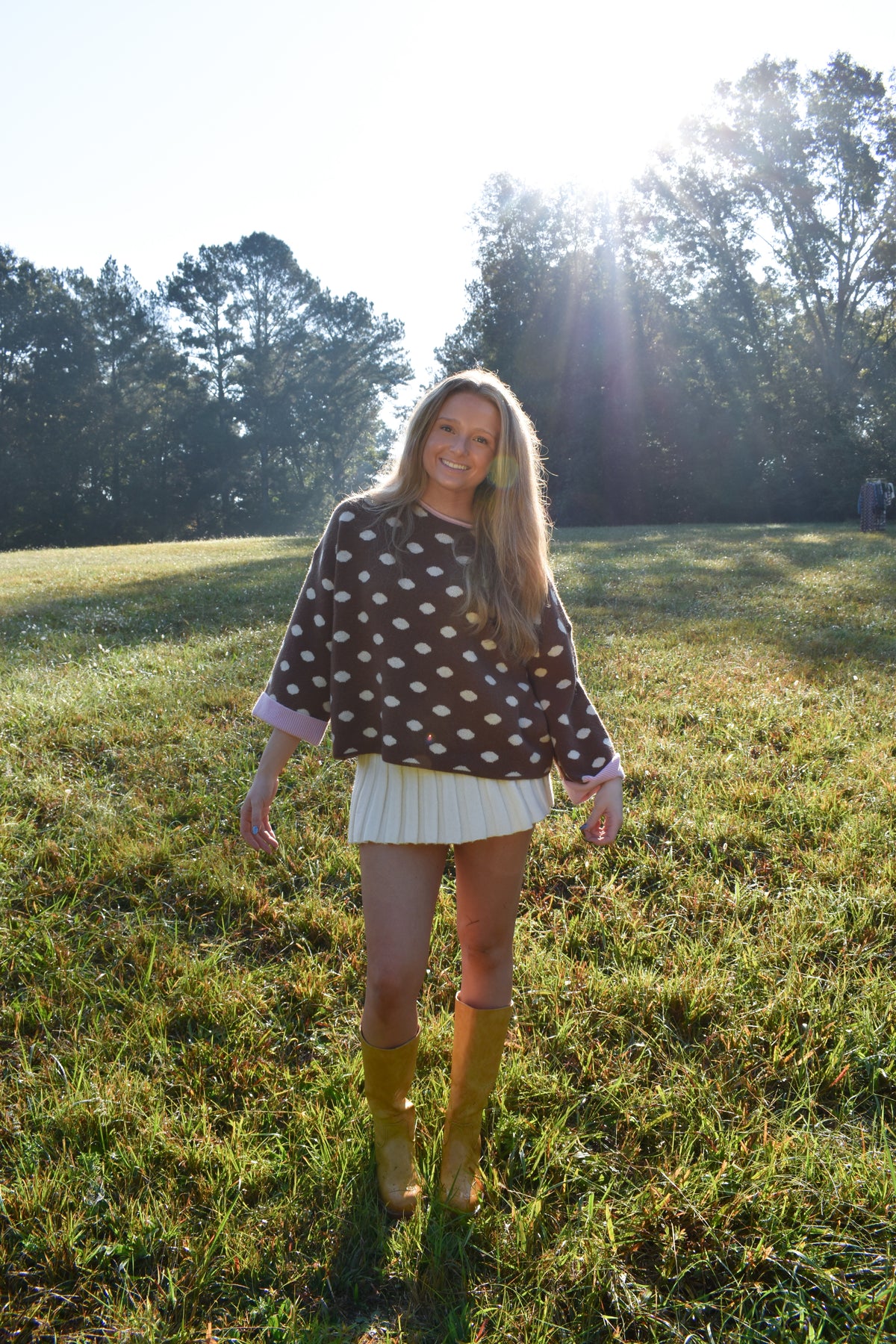 Pink & Cocoa Polka Dot Sweater