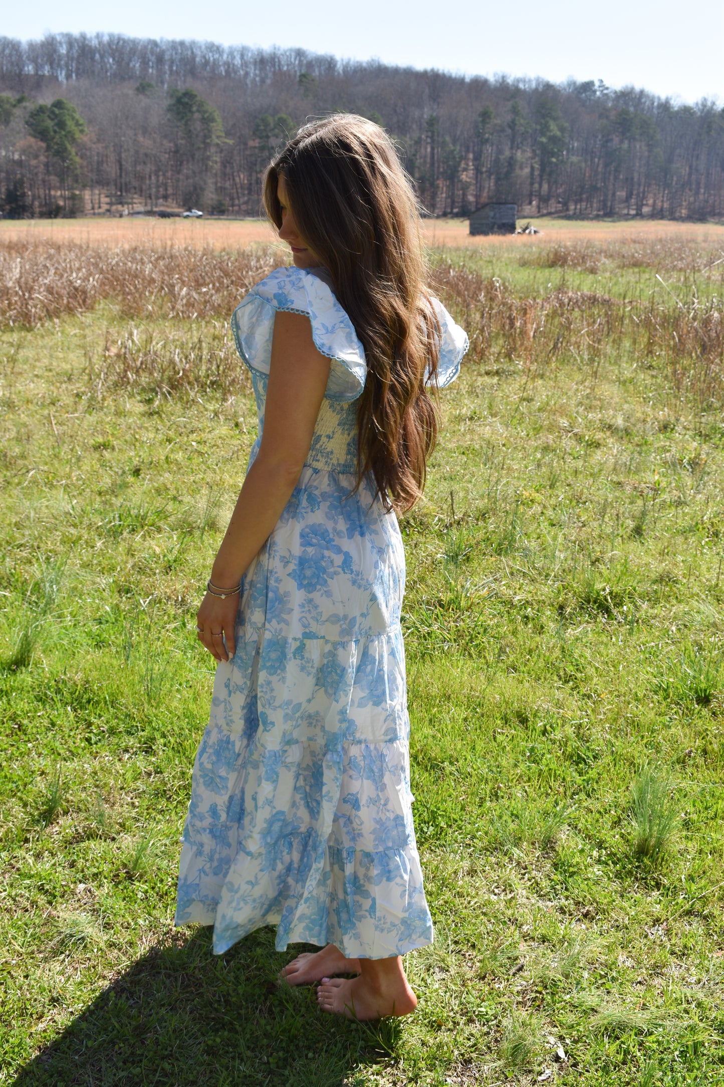 Baby Blue Floral Maxi Dress