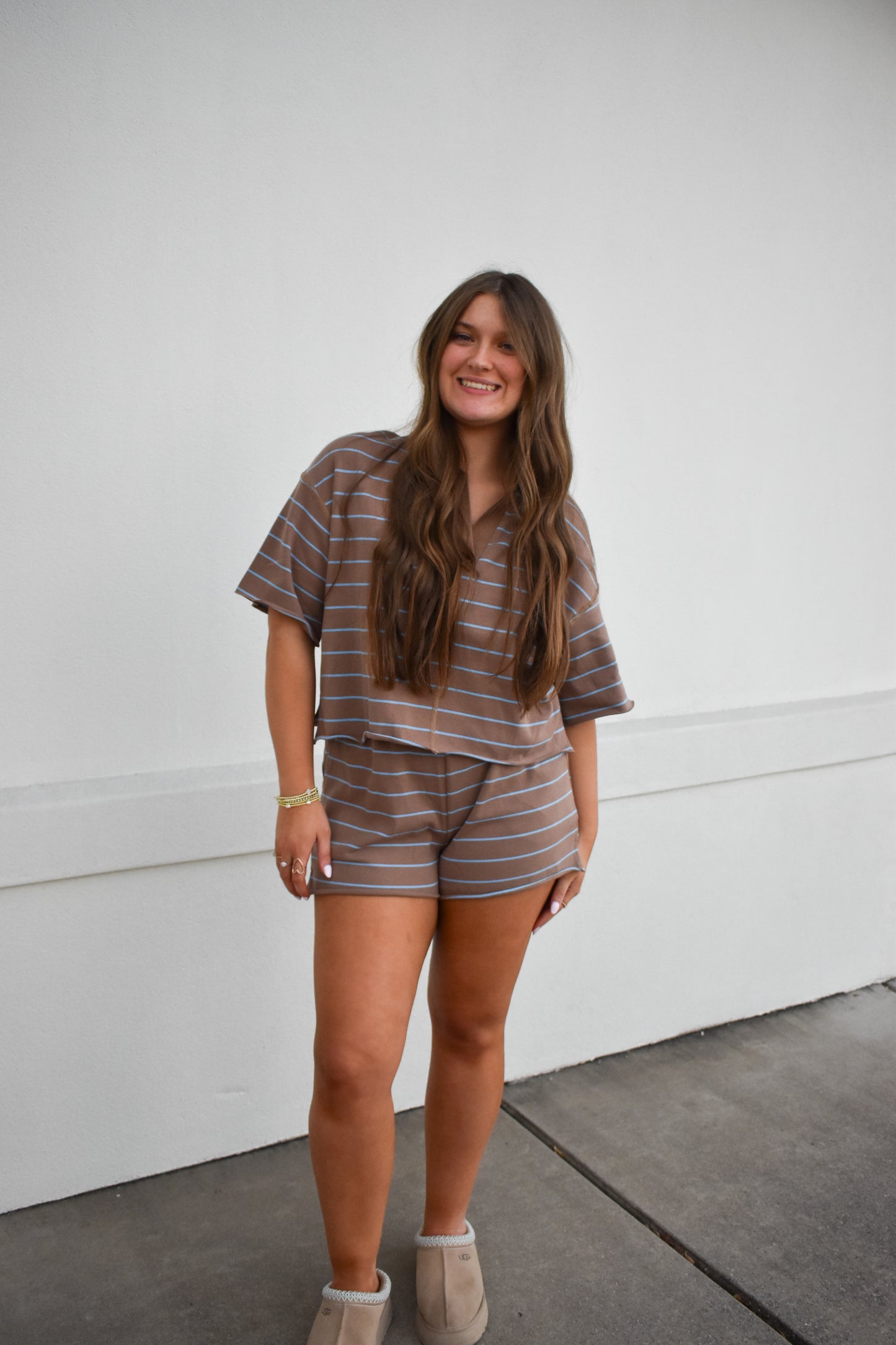 Striped Knit Shorts & Top Set