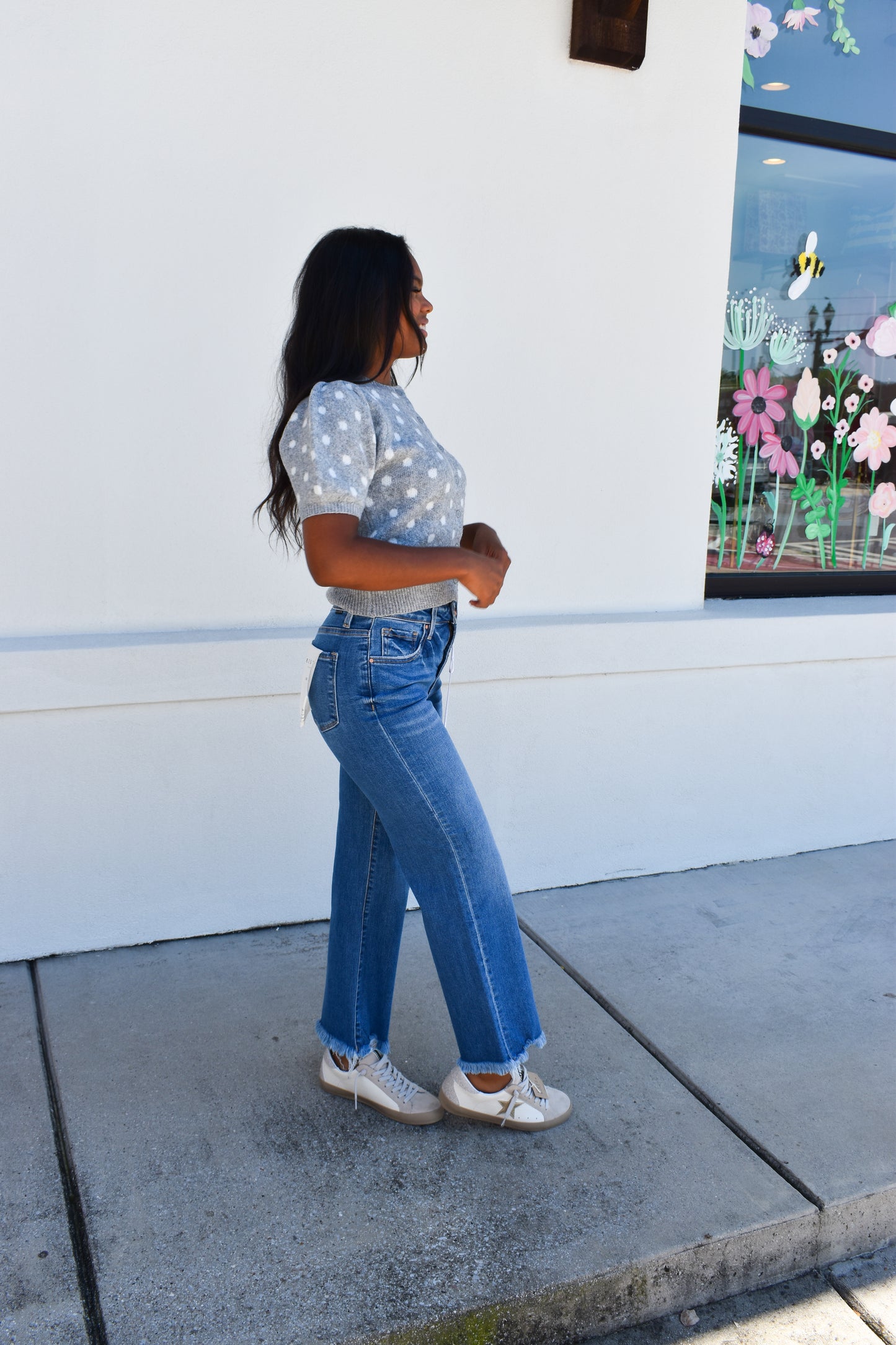 Puff Short Sleeve Polka Dot Top