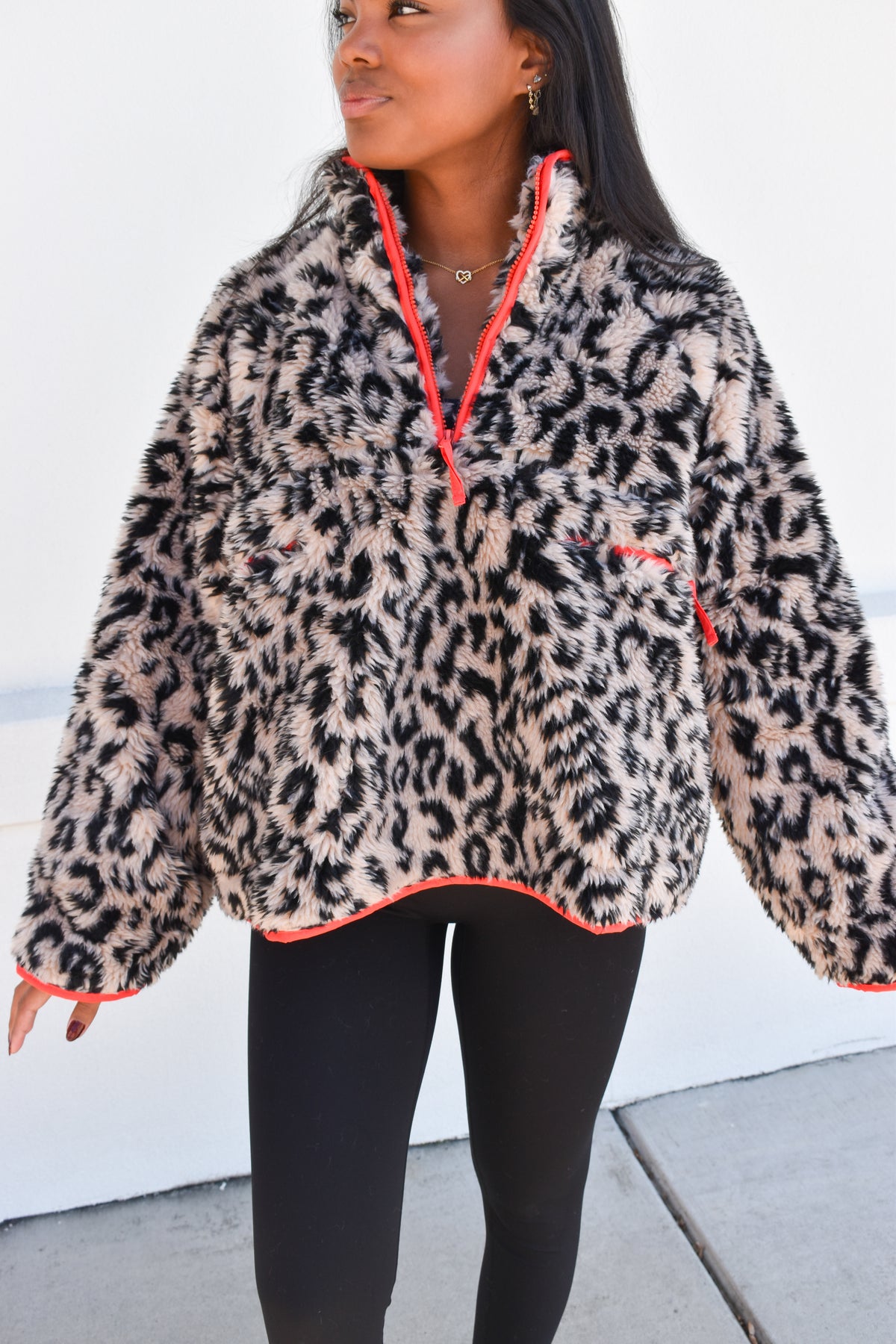 *12/30 PREORDER* Leopard Half Zip Front Pullover Jacket